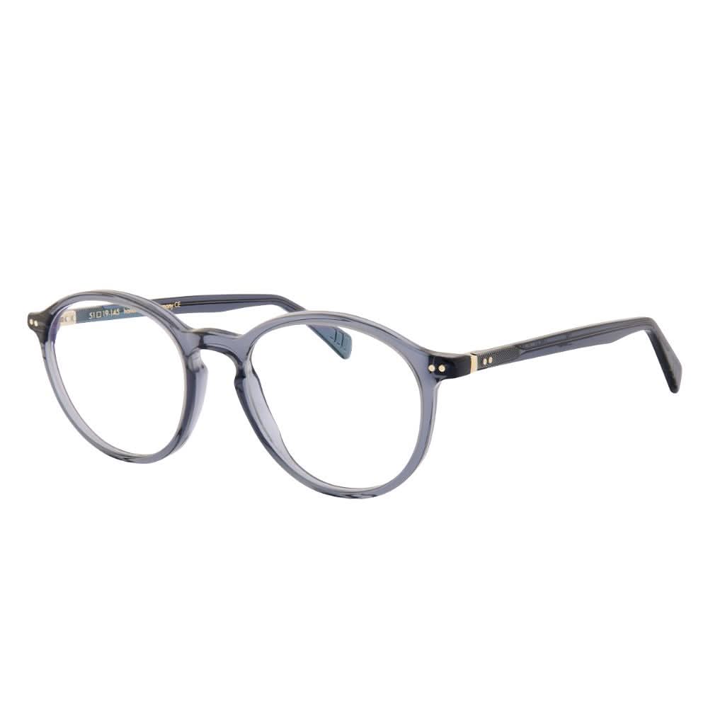 Designerbrille Lunor A11 451 in Vintage Blau – Seitenansicht feine, matte Acetatbrille bei Brillen Schneider München Maxvorstadt beraten lassen