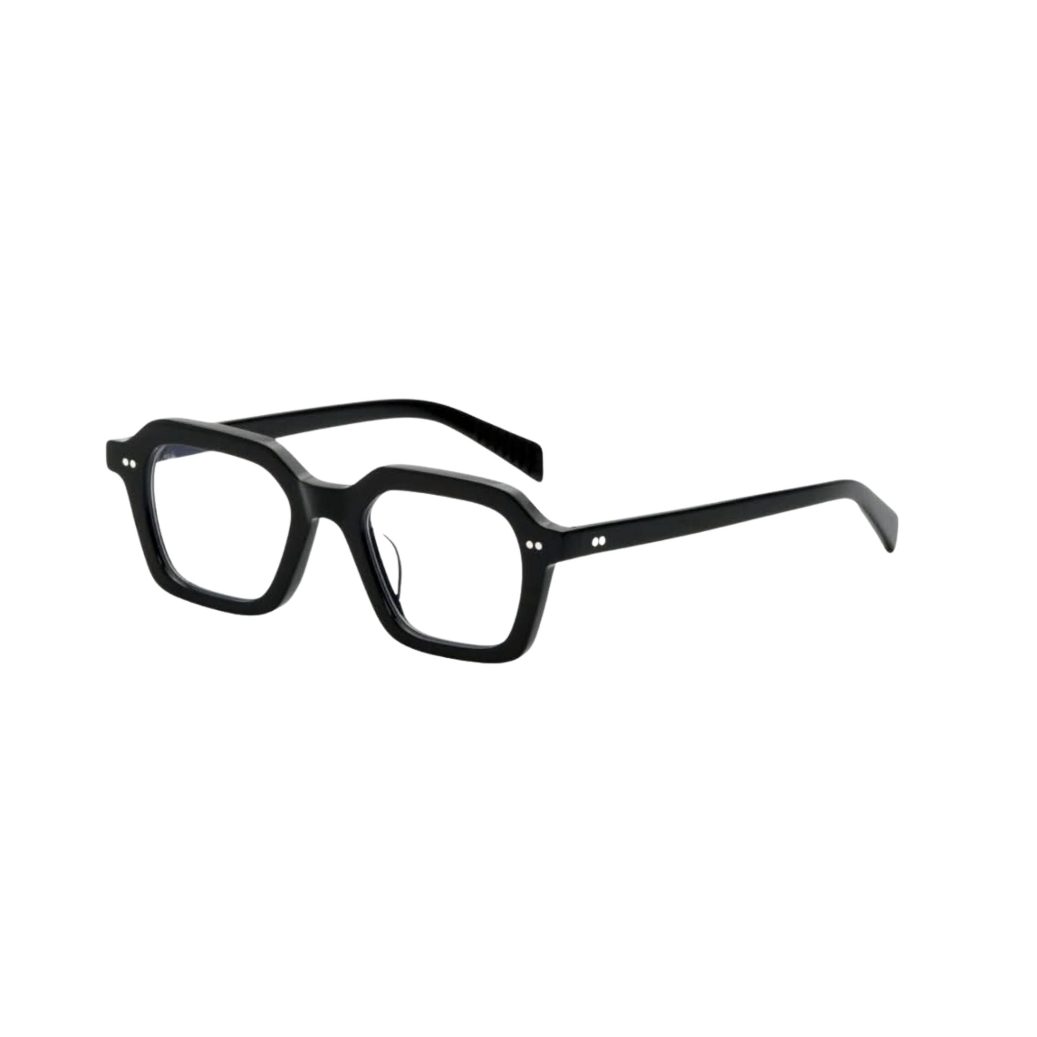Seitenansicht der AKILA Era Brille in Schwarz bei Optik Bartholomä in München – markante Bügel, klare Linienführung und mattes Finish für einen urbanen Look.