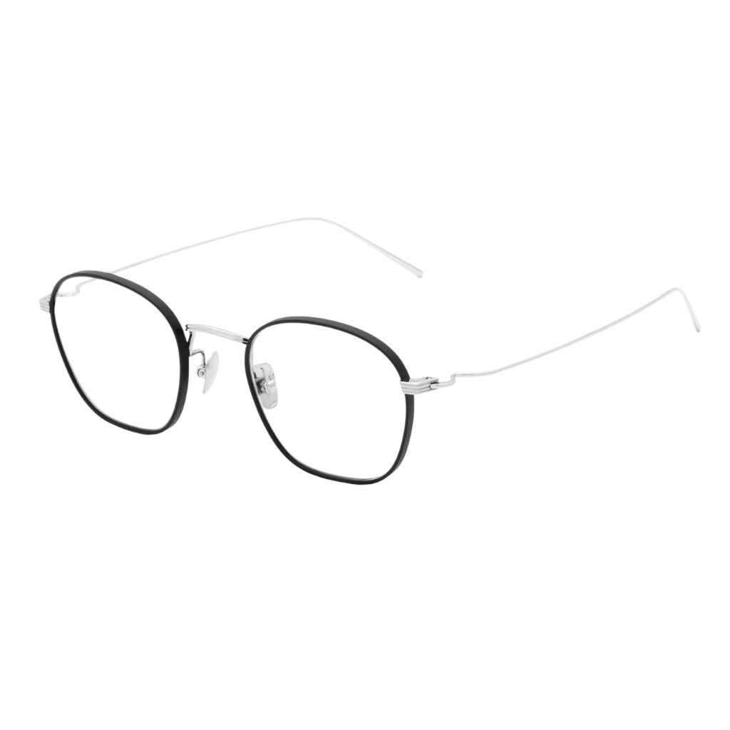 Seitenansicht der AKILA Osiris 02 – leichte Unisex-Titanfassung in Schwarz/Silber, exklusiv in München bei Optik Bartholomä