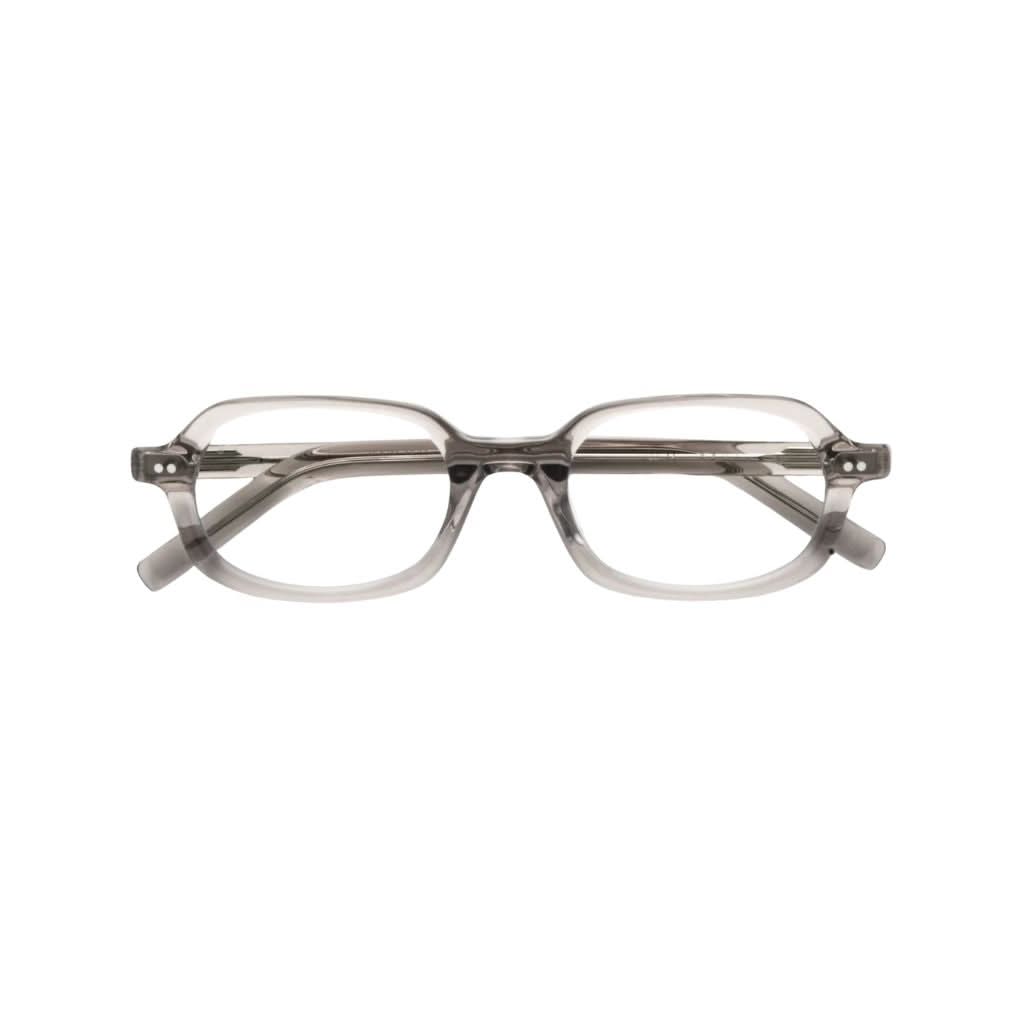 AKILA Psyche 98 Transparent – Frontansicht der runden Designerbrille aus recyceltem Nylon, erhältlich bei Optik Bartholomä München