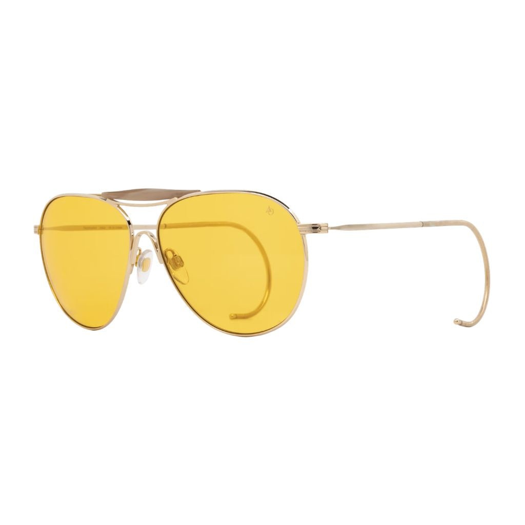 American Optical HAZEMASTER Detail Sweatbar Acetat Gold Rahmen orange Gläser hochwertige Verarbeitung München Optiker Brillen Schneider