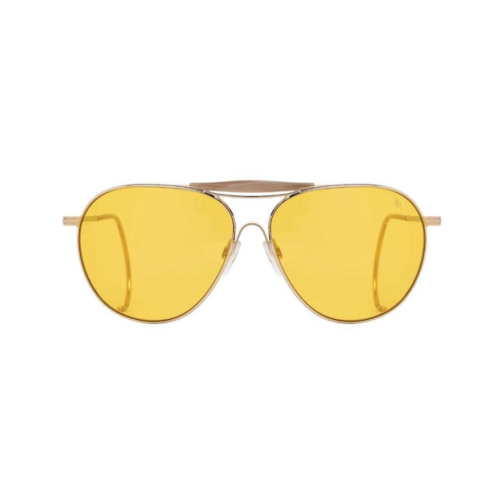 American Optical HAZEMASTER Sonnenbrille Frontansicht Aviator Gold Orange Gläser München Optiker Brillen Schneider
