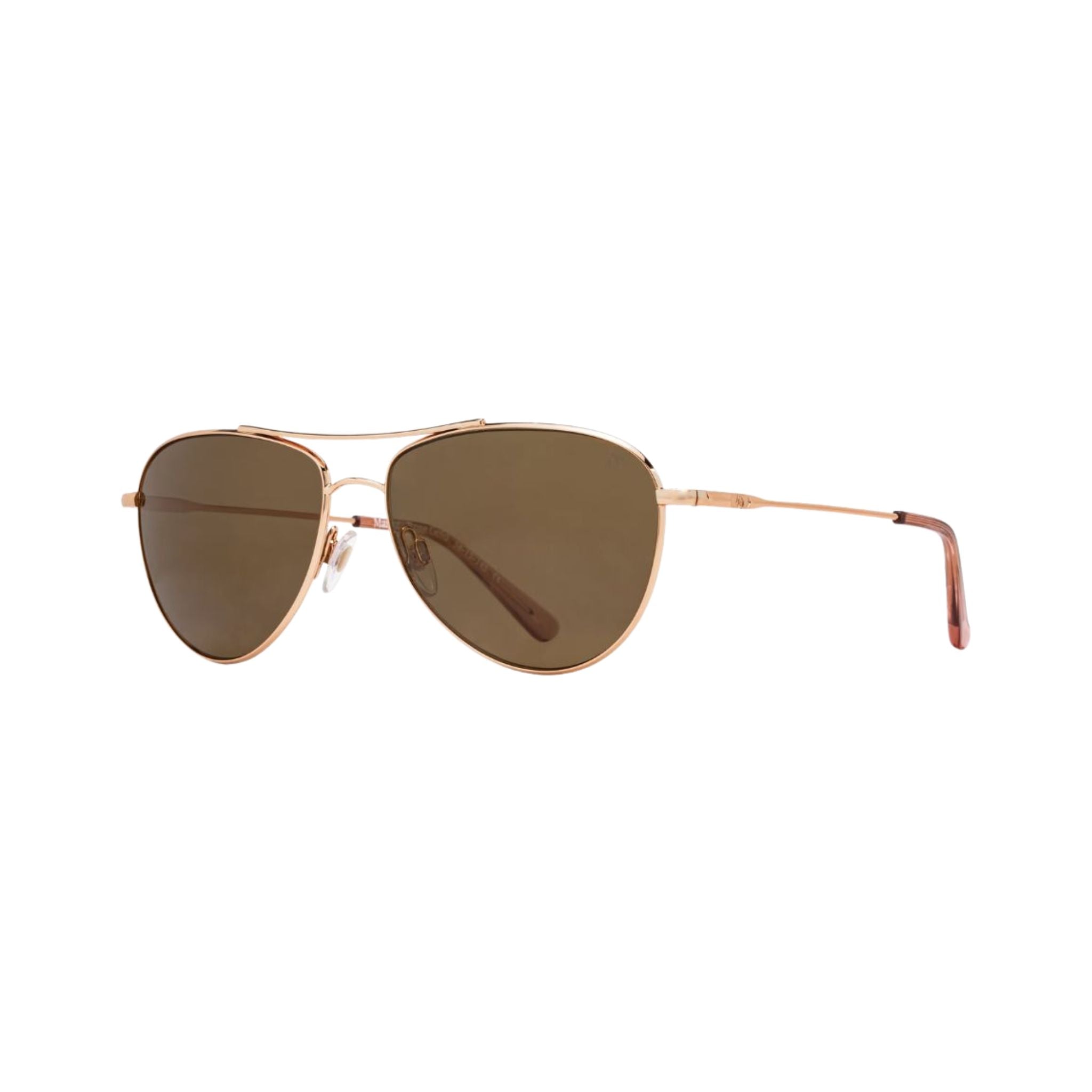 American Optical MARGOT Detail Roségold Rahmen braune Gläser Scharniere hochwertige Verarbeitung München Optiker Brillen Schneider