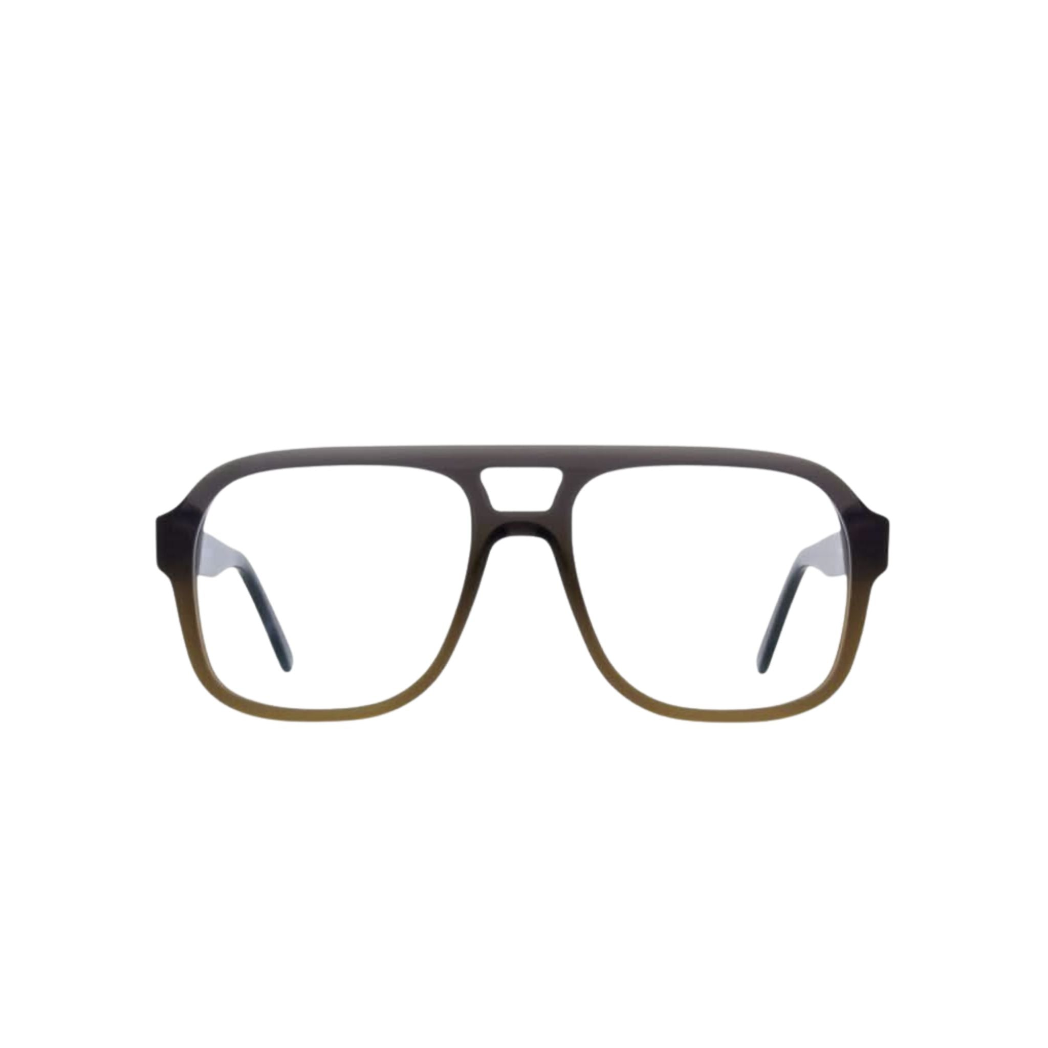 Frontansicht der Andy Wolf Designerbrille 4628 im Grau-Grün Verlauf aus der Herzstück-Kollektion – Optik Bartholomä München