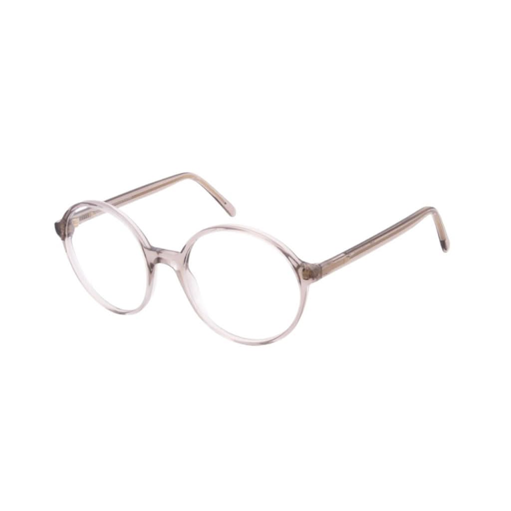 Designerbrille Andy Wolf LOLLY Transparent Rosa – Seitenansicht bei Optik Bartholomä München Maxvorstadt-Schwabing