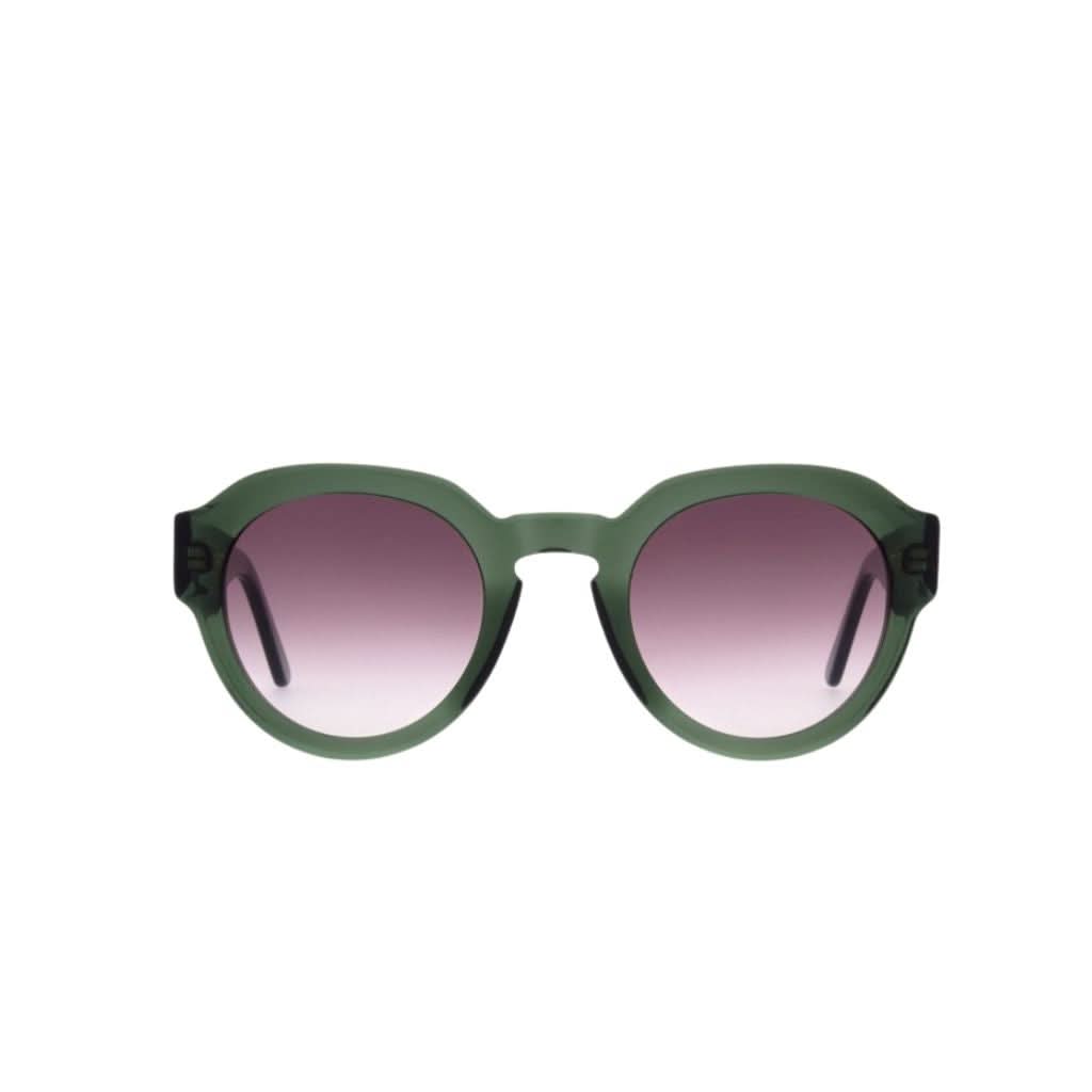Designer-Sonnenbrille Andy Wolf Lupin Sun Grün-Violett – Frontansicht exklusiv bei Optik Bartholomä München Maxvorstadt-Schwabing