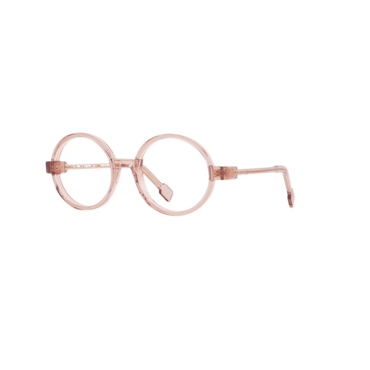 Anne et Valentin TOPO 26A18 runde Oversize Designerbrille aus transparentem roséfarbenem Acetat Made in France – Seitenansicht Brillen Schneider