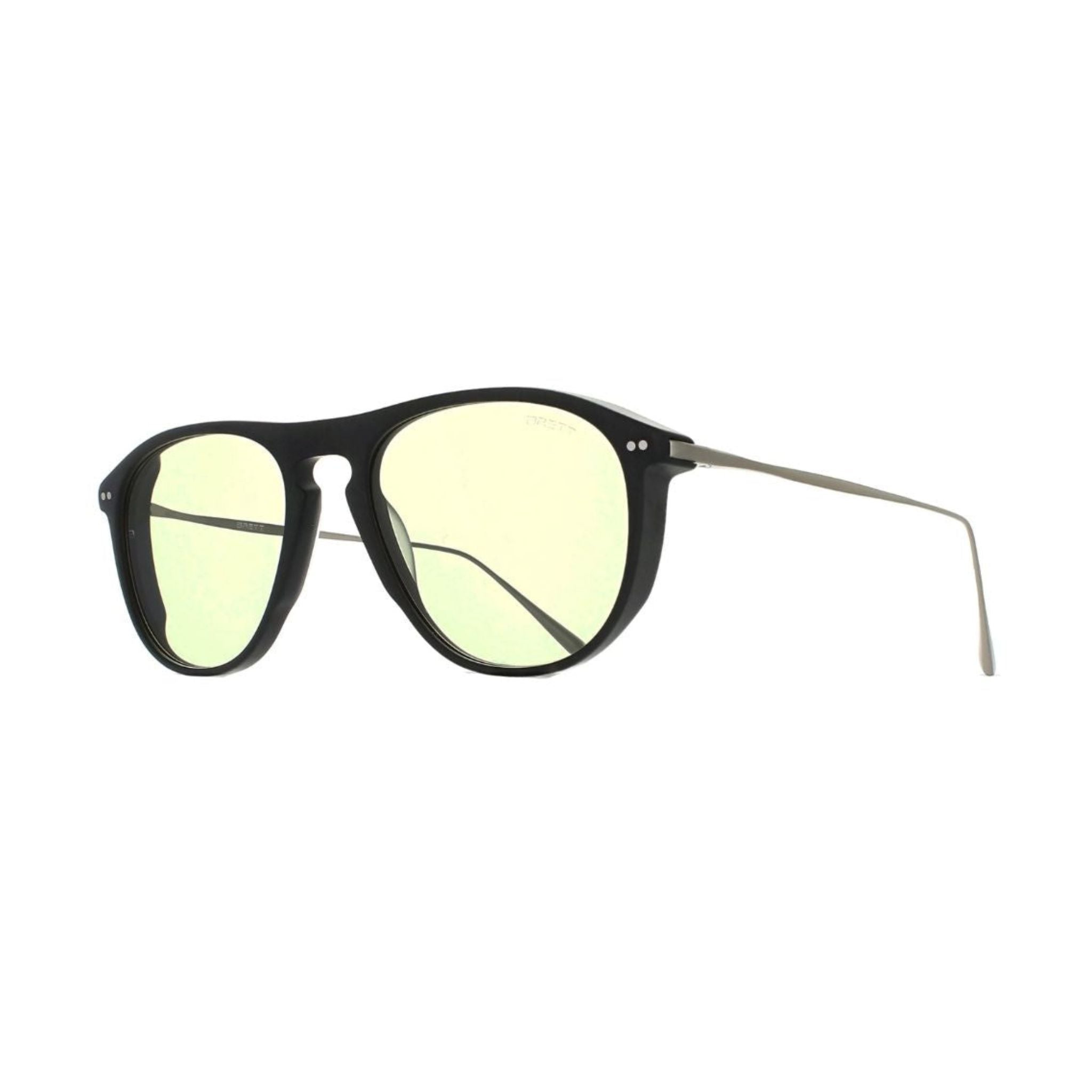 Brett Eyewear BARRY SUN C03 Sonnenbrille Seitenansicht Acetat Edelstahl Bügel schwarz silber Herren Designer München Optiker Optik Bartholomä