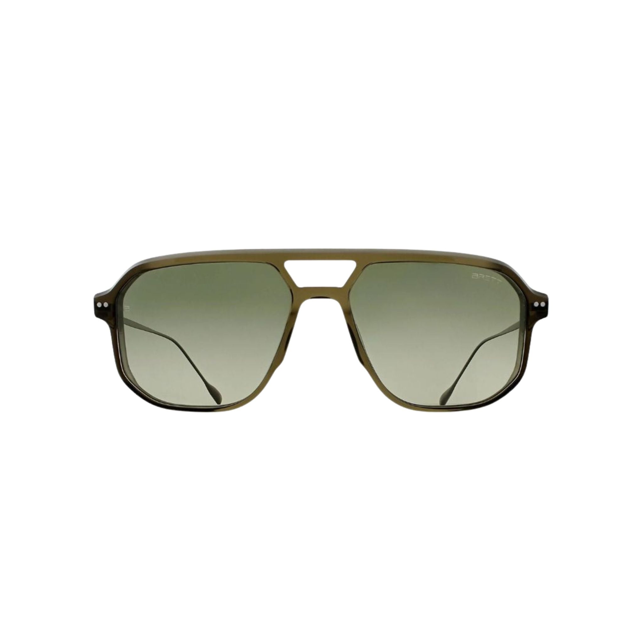 Brett Eyewear CHUCK SUN C16 Sonnenbrille Frontansicht Aviator Herren khaki grün silber große Fassung München Optiker Optik Bartholomä