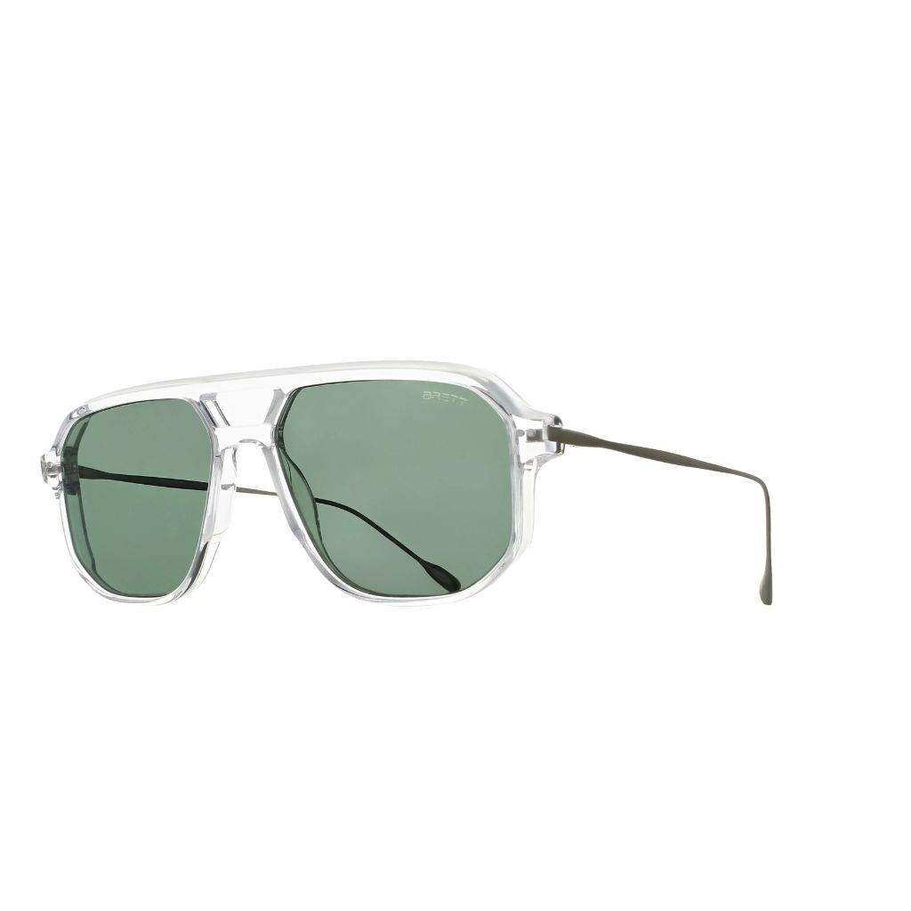 Brett Eyewear CHUCK SUN C11 Sonnenbrille Seitenansicht Acetat Edelstahl transparent silber Herren Designer München Optiker Optik Bartholomä