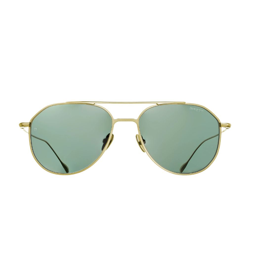 Brett Eyewear JUAN SUN C01 Sonnenbrille Frontansicht Aviator Titan gold große Fassung Herren München Optiker Optik Bartholomä