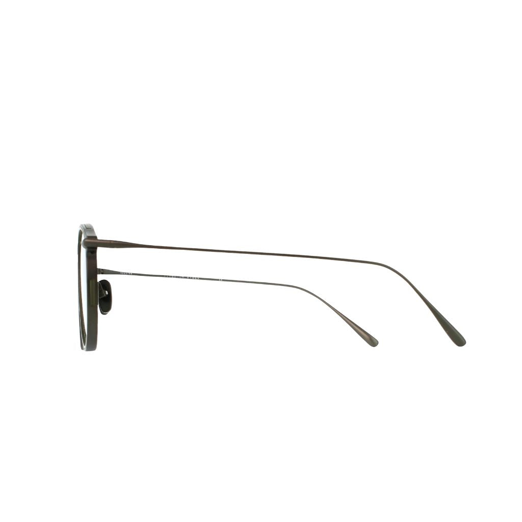 Brett Eyewear MARIO C06 Detail Titanrahmen gun khaki hochwertige Verarbeitung rundes Design Herrenbrille München Optiker Optik Bartholomä