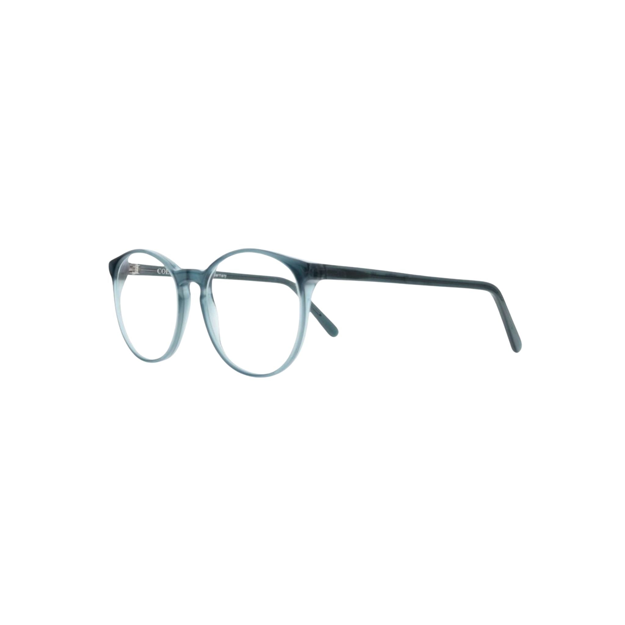 Colibris JANA 116 blau transparente Brille Seitenansicht Acetat Pantoform kleine Gesichter Damenbrille München Optiker Maxvorstadt