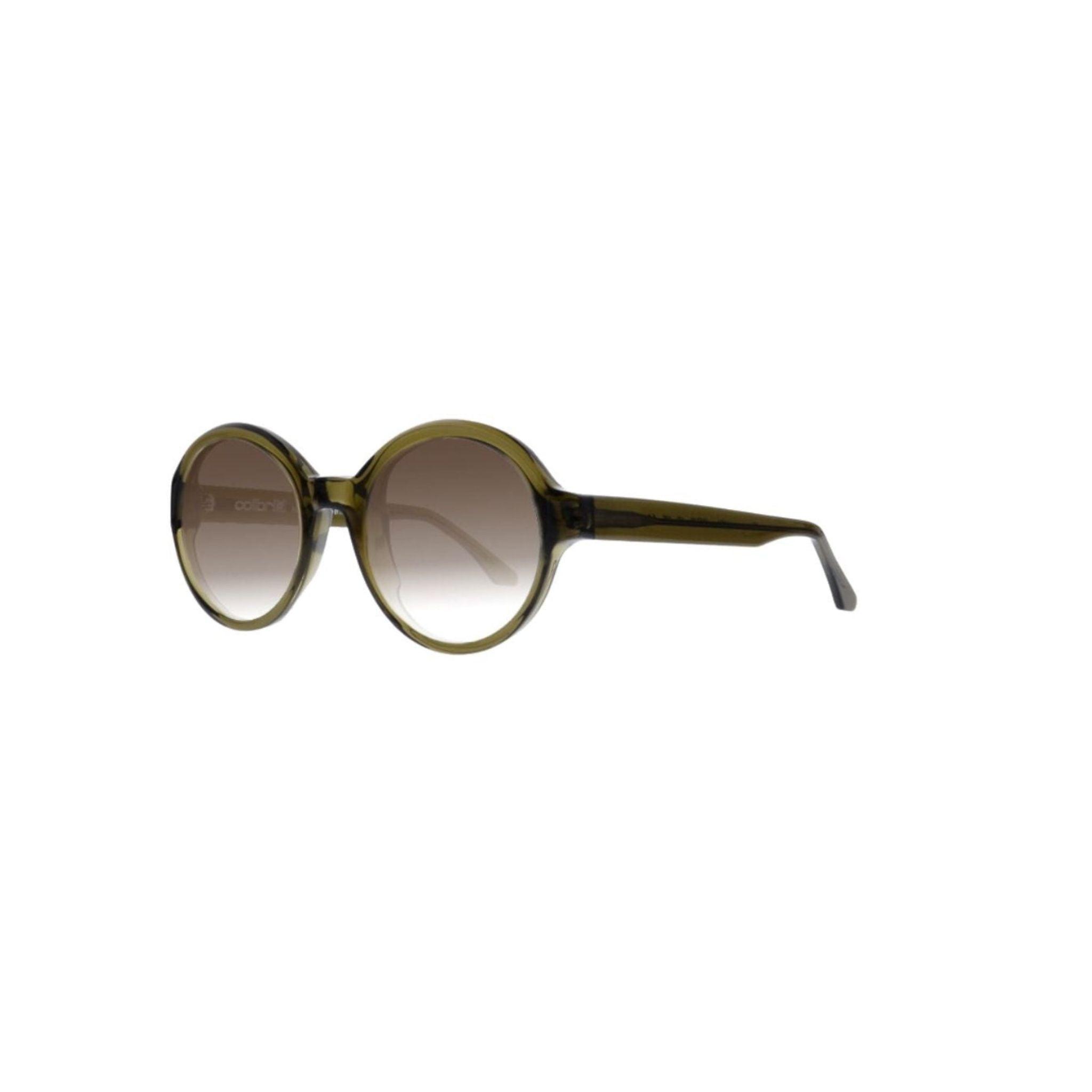 Colibris MINNA SUN 104 grün transparente Sonnenbrille Seitenansicht Acetatfassung kleine Gesichter braune Gläser München Optiker Optik Bartholomä Maxvorstadt