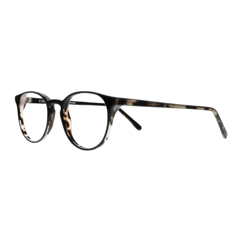 Colibris OLE 65 schwarz gemusterte Panto Brille Seitenansicht Acetatfassung kleine Gesichter Unisex Brille München Optiker Maxvorstadt