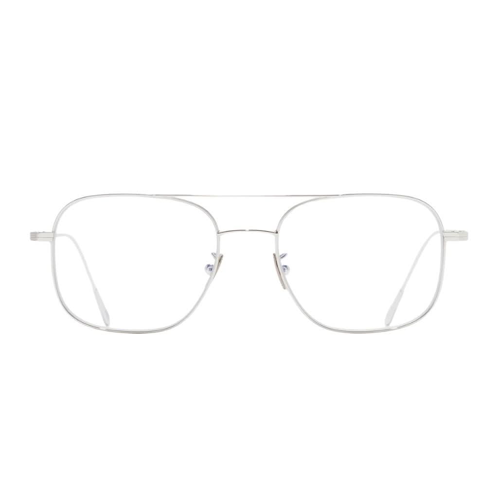 Frontansicht der Cutler and Gross 0003 Aviator Opticals in 18K White Gold Rhodium – filigrane Metallbrille mit Aviator-Form bei Brillen Schneider München
