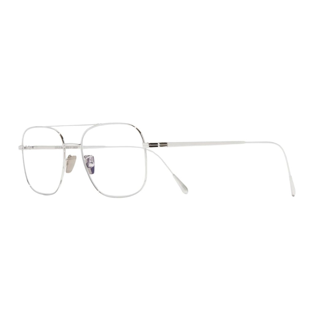 Seitenansicht der Cutler and Gross 0003 Aviator in 18K White Gold Rhodium – elegante Designerbrille mit schlanker Silhouette bei Brillen Schneider München Maxvorstadt