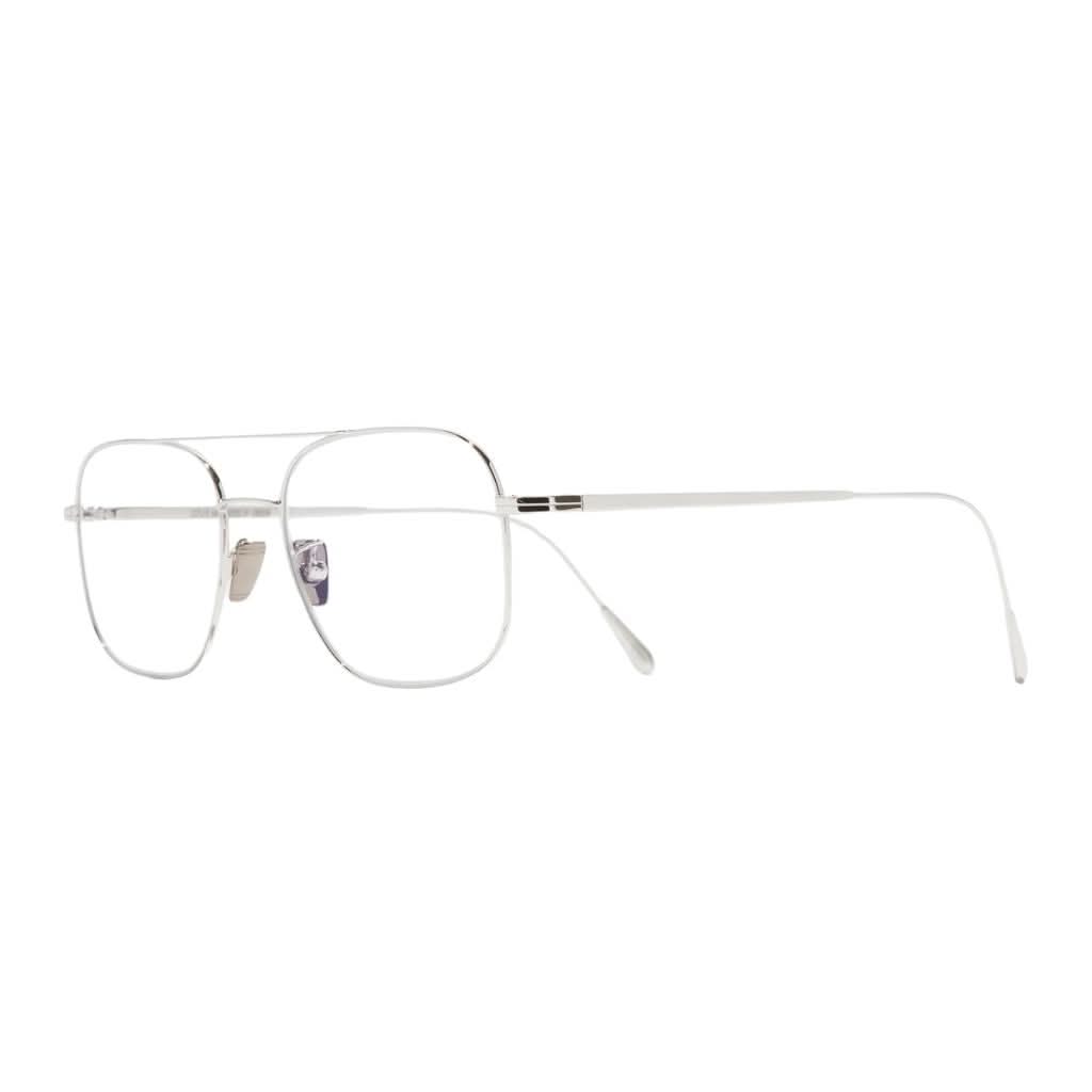 Seitenansicht der Cutler and Gross 0003 Aviator in 18K White Gold Rhodium – elegante Designerbrille mit schlanker Silhouette bei Brillen Schneider München Maxvorstadt