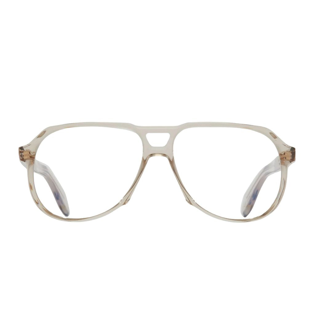 Frontansicht der Cutler and Gross 9782 in Sand Crystal – transparente Aviator-Brille aus Acetat mit Doppelsteg bei Brillen Schneider München
