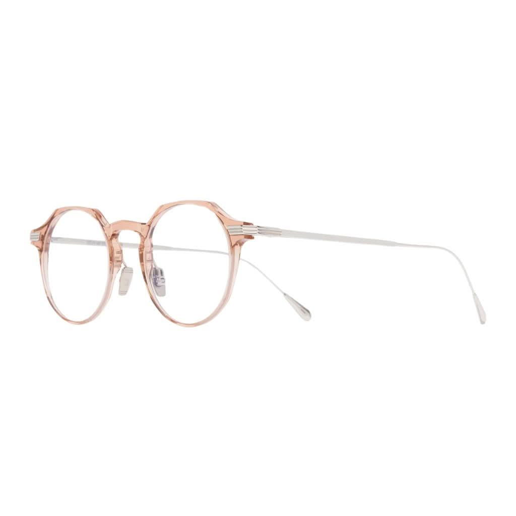 Seitenansicht der Cutler and Gross AUOP 0008 04 Peach on 18K Rhodium – handgefertigte Designerbrille mit filigranen Bügeln bei Brillen Schneider München Maxvorstadt