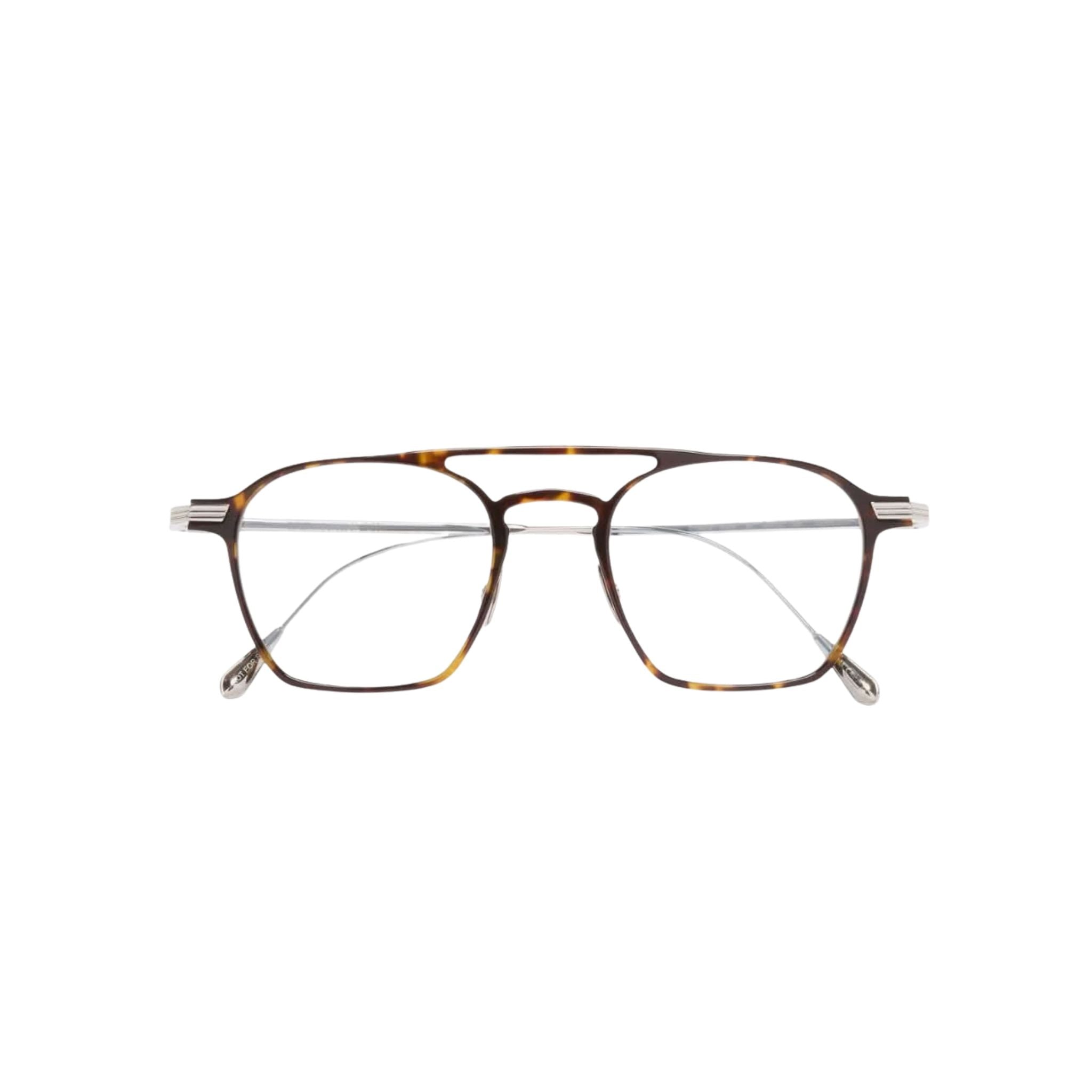 Designerbrille Cutler and Gross AUOP 0009 02 in Havana & 18K Rhodium – Detailansicht elegante Doppelsteg-Fassung mit feiner Linienführung bei Brillen Schneider - Ihr Optiker in München