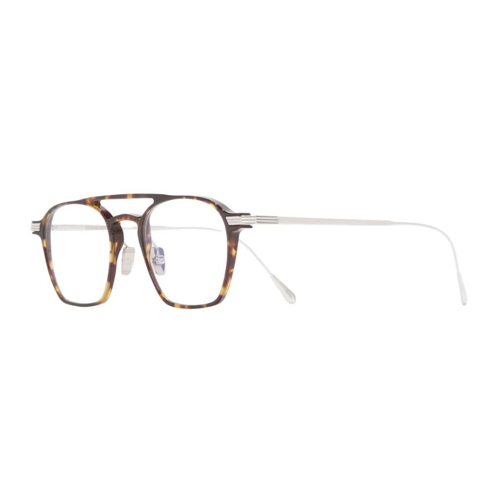 Seitenansicht der Cutler and Gross AUOP 0009 02 Havana on 18K Rhodium – handgefertigte Metall-Acetat-Brille mit flügelartigen Bügeln bei Brillen Schneider München Maxvorstadt