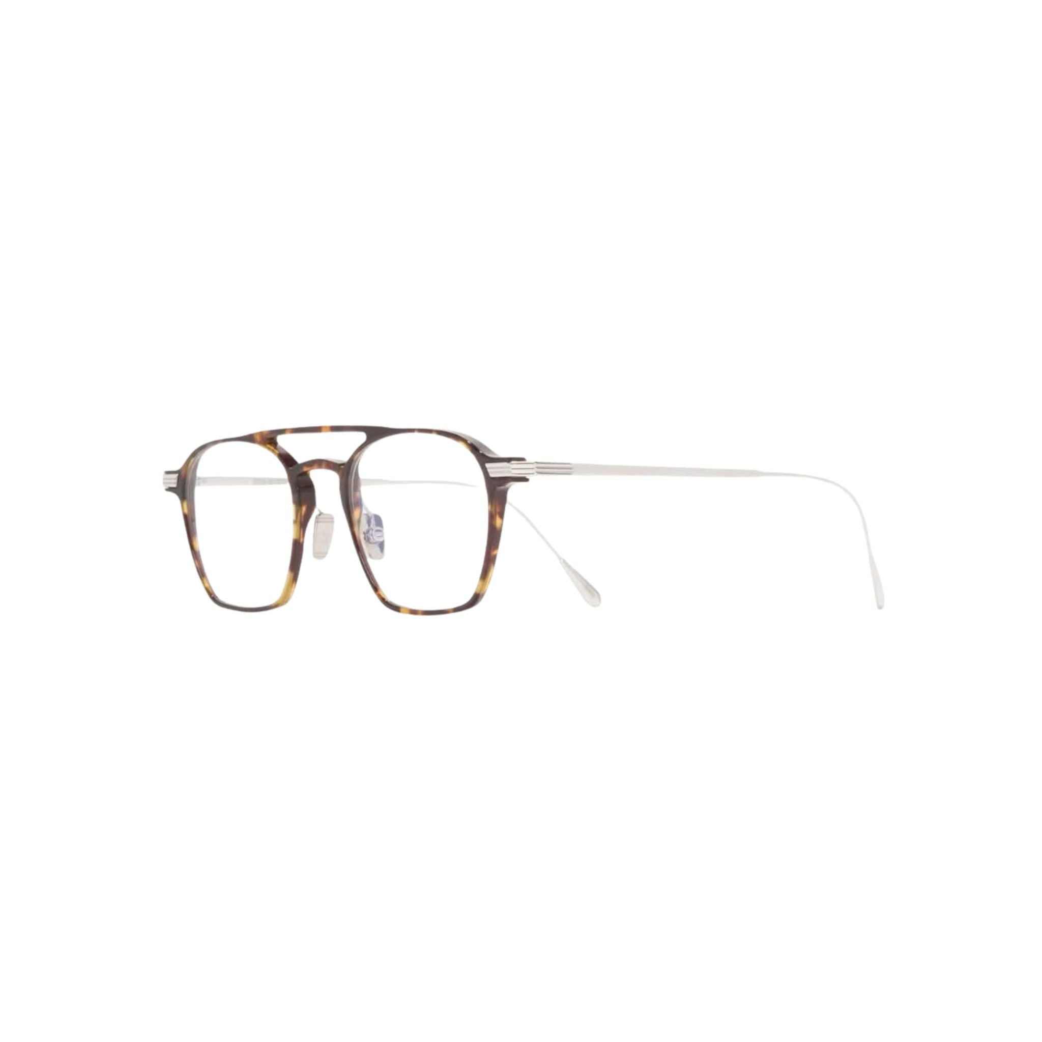 Seitenansicht der Cutler and Gross AUOP 0009 02 Havana on 18K Rhodium – handgefertigte Metall-Acetat-Brille mit flügelartigen Bügeln bei Brillen Schneider München Maxvorstadt