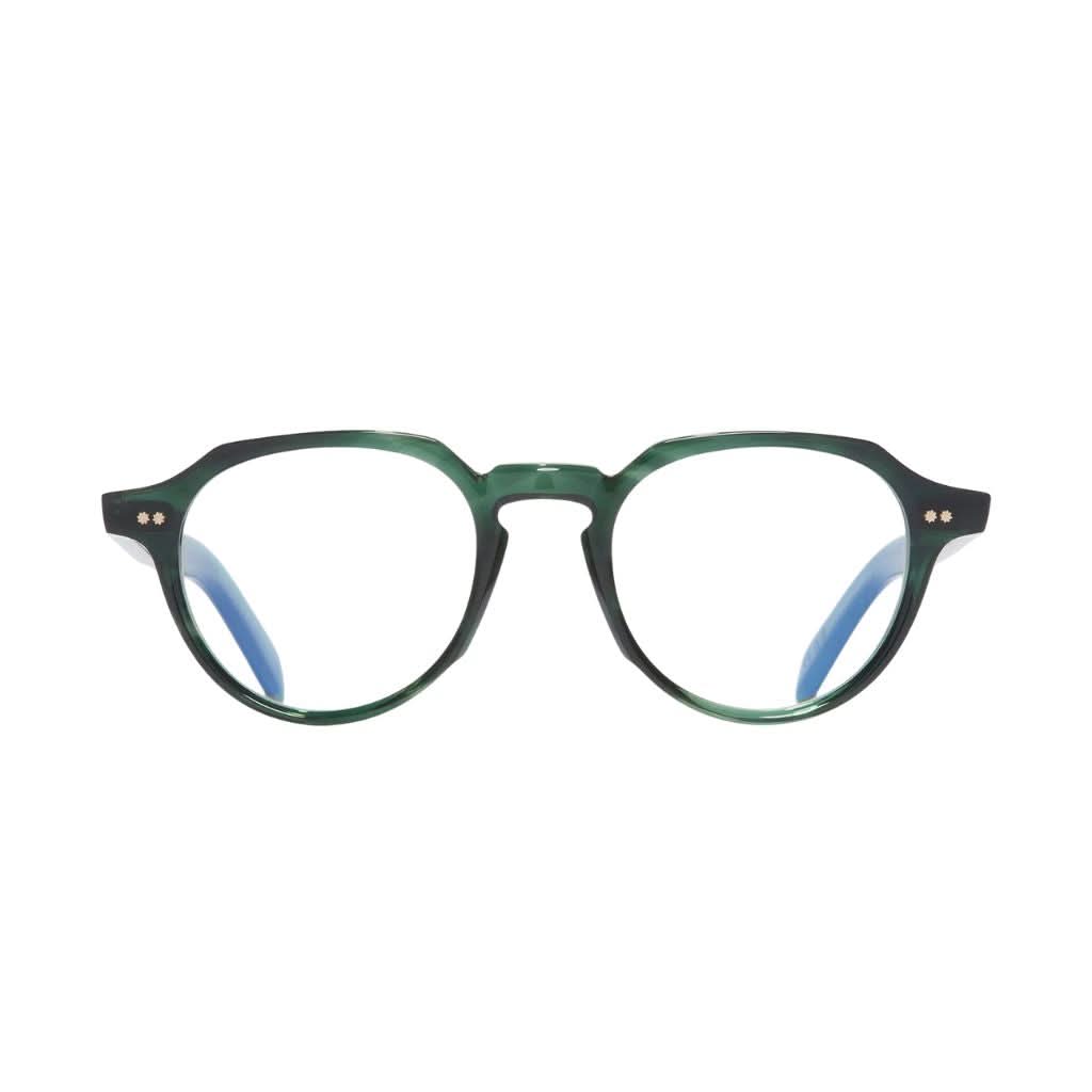 Cutler and Gross GR06 Striped Dark Green (03) – Frontansicht, handgefertigte Designerbrille bei Brillen Schneider München