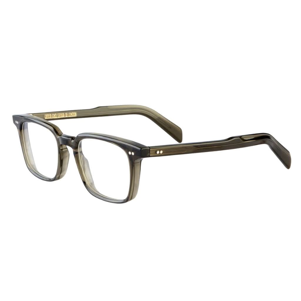 Seitenansicht der Cutler and Gross GR10 Olive – handgefertigte Acetatbrille mit klarer Linienführung bei Optiker München Brillen Schneider.