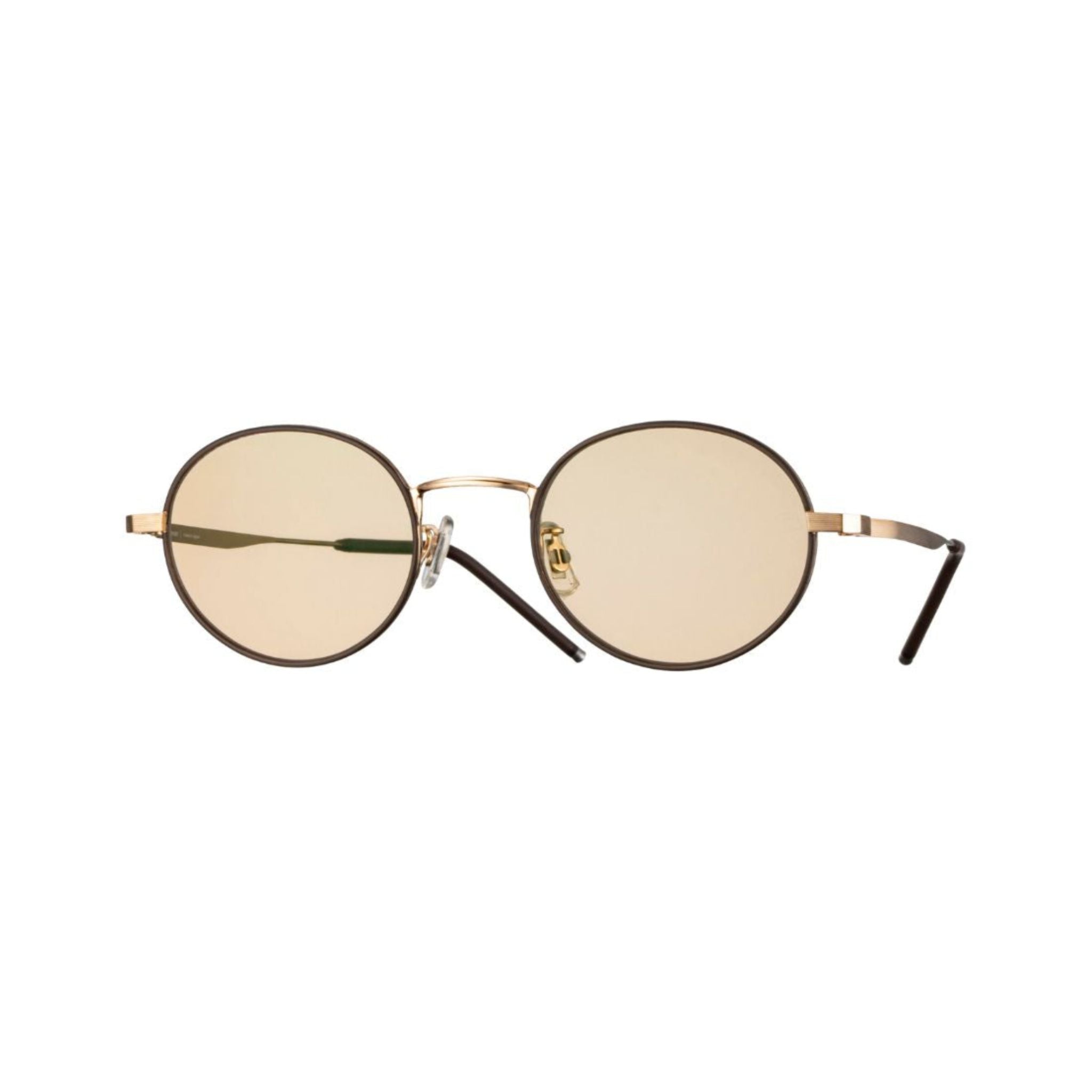 E5 EYEVAN M21 Brown Gold Sonnenbrille Frontansicht mit runder Titanfassung in Braun-Gold und braunen Gläsern bei Brillen Schneider München