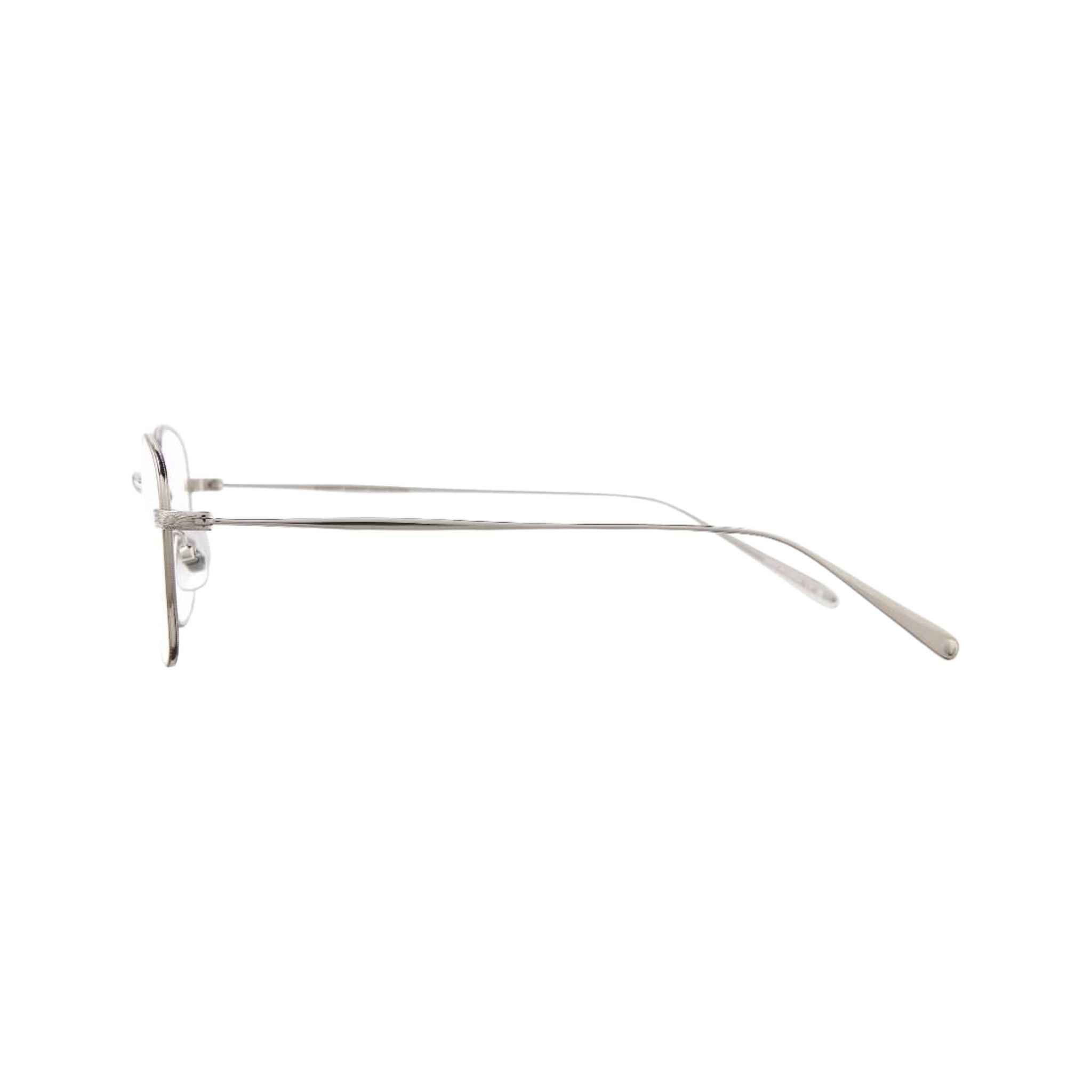 Detailaufnahme der Garrett Leight Cascade Silber Brille, zeitloses Design in Silber, jetzt bei Optik Bartholomä, Ihrem Optiker in München für hochwertige Designerbrillen.