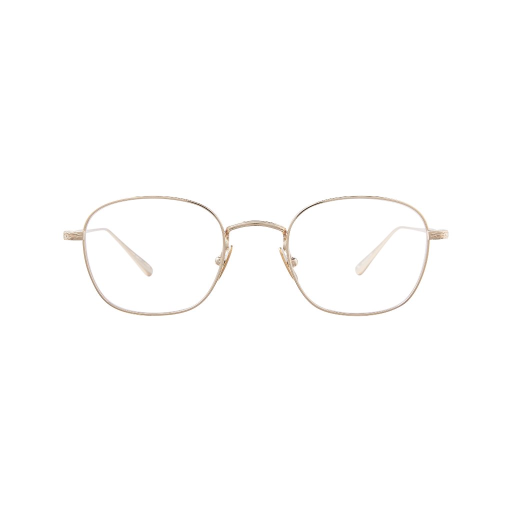 Designerbrille „Garrett Leight Cascade Gold“ – extrem leicht und elegant, erhältlich bei Optik Bartholomä in München für maximalen Komfort.