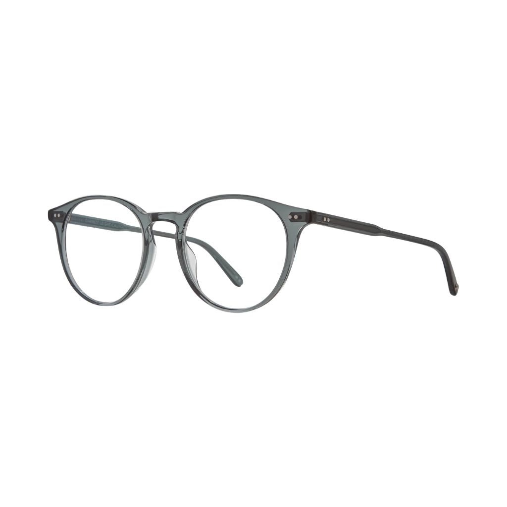 Garrett Leight CLUNE Sea Grey Brille Seitenansicht Acetat Pantoform grau transparent Business Unisex Designerbrille München Optiker Optik Bartholomä
