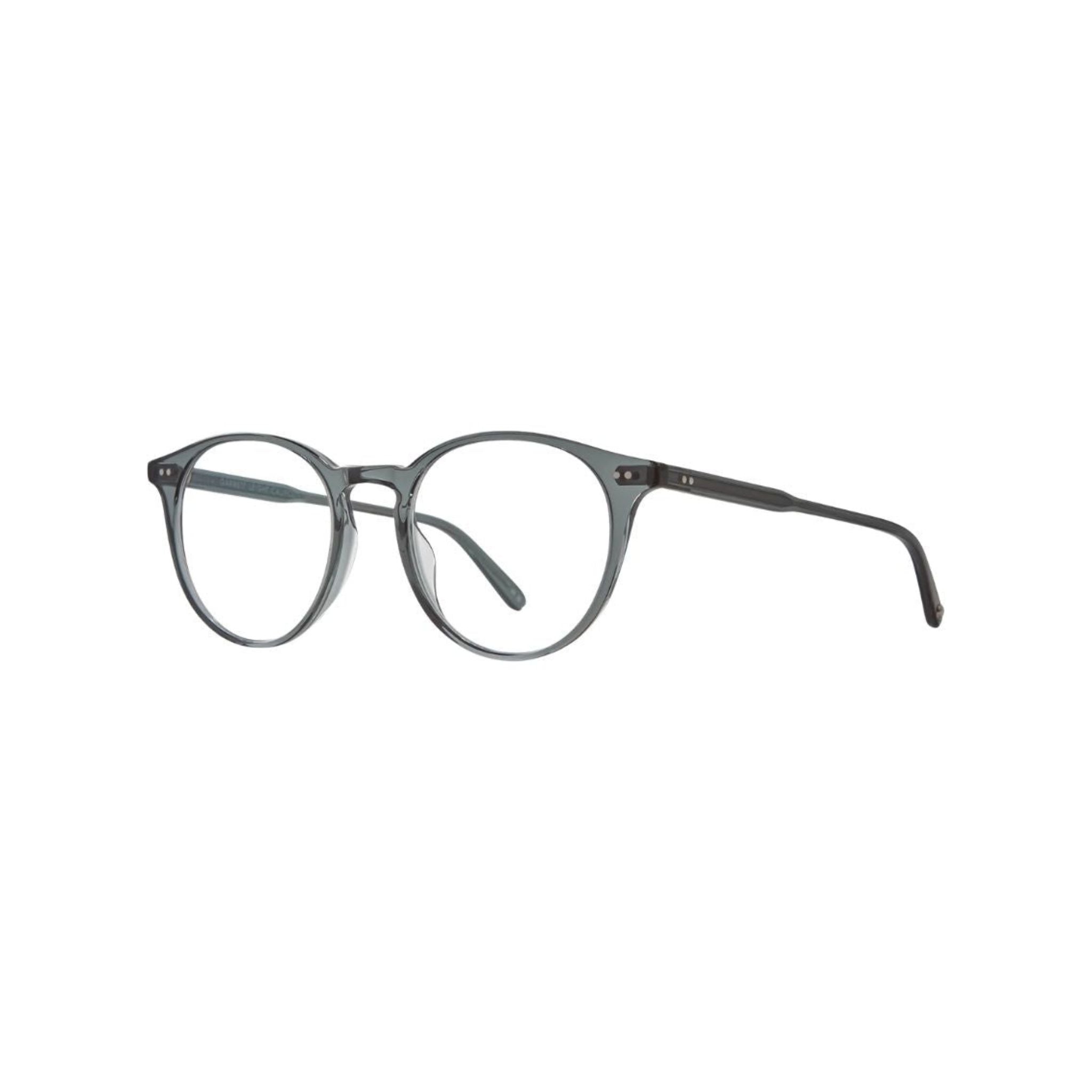 Garrett Leight CLUNE Sea Grey Brille Seitenansicht Acetat Pantoform grau transparent Business Unisex Designerbrille München Optiker Optik Bartholomä