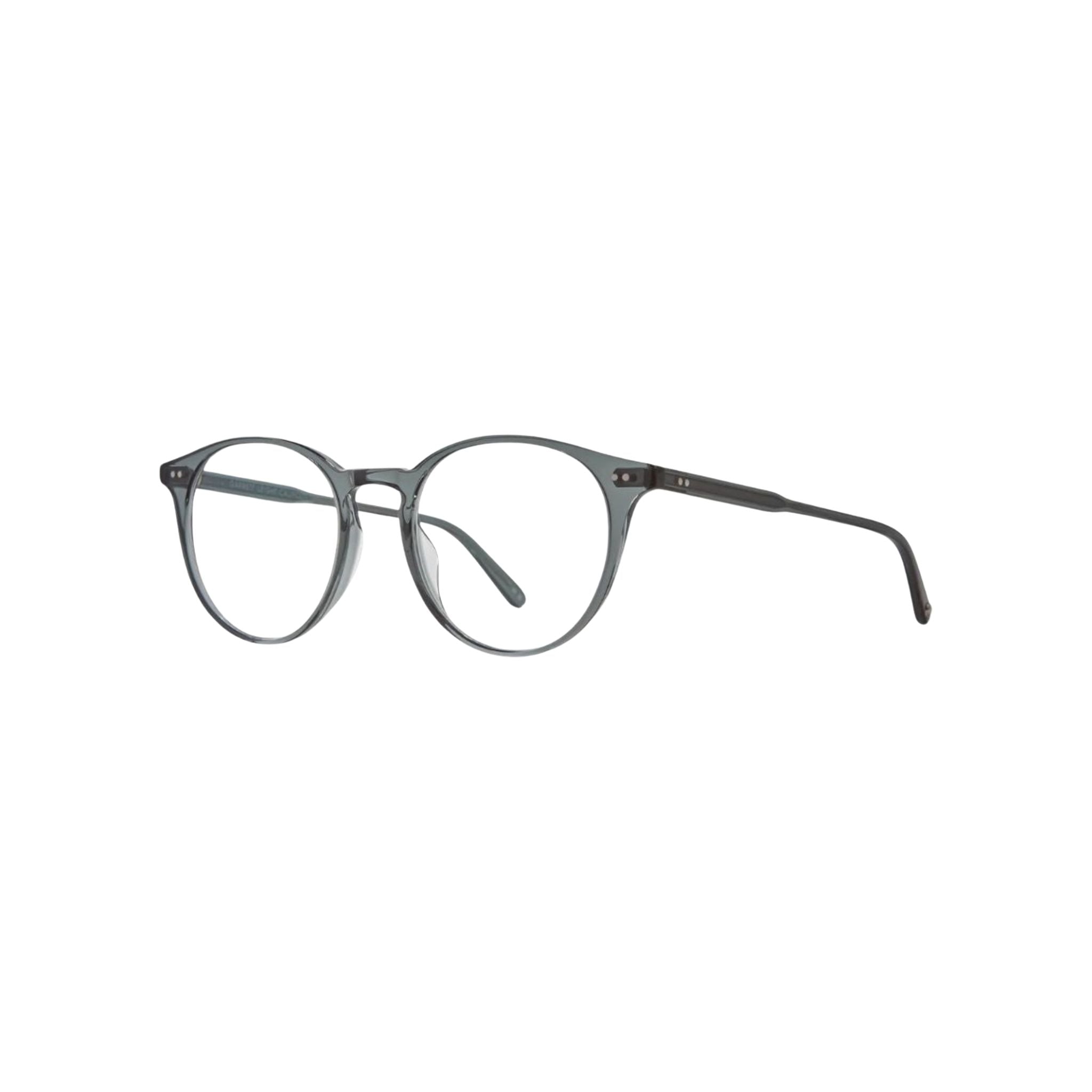 Garrett Leight CLUNE Sea Grey Brille Seitenansicht Acetat Pantoform grau transparent Business Unisex Designerbrille München Optiker Optik Bartholomä