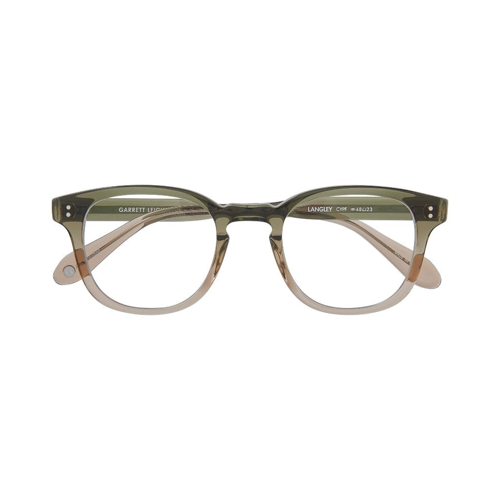 Garrett Leight Brille Langley Cyprus Fade, erhältlich bei Optik Bartholomä in München, modernes Design.