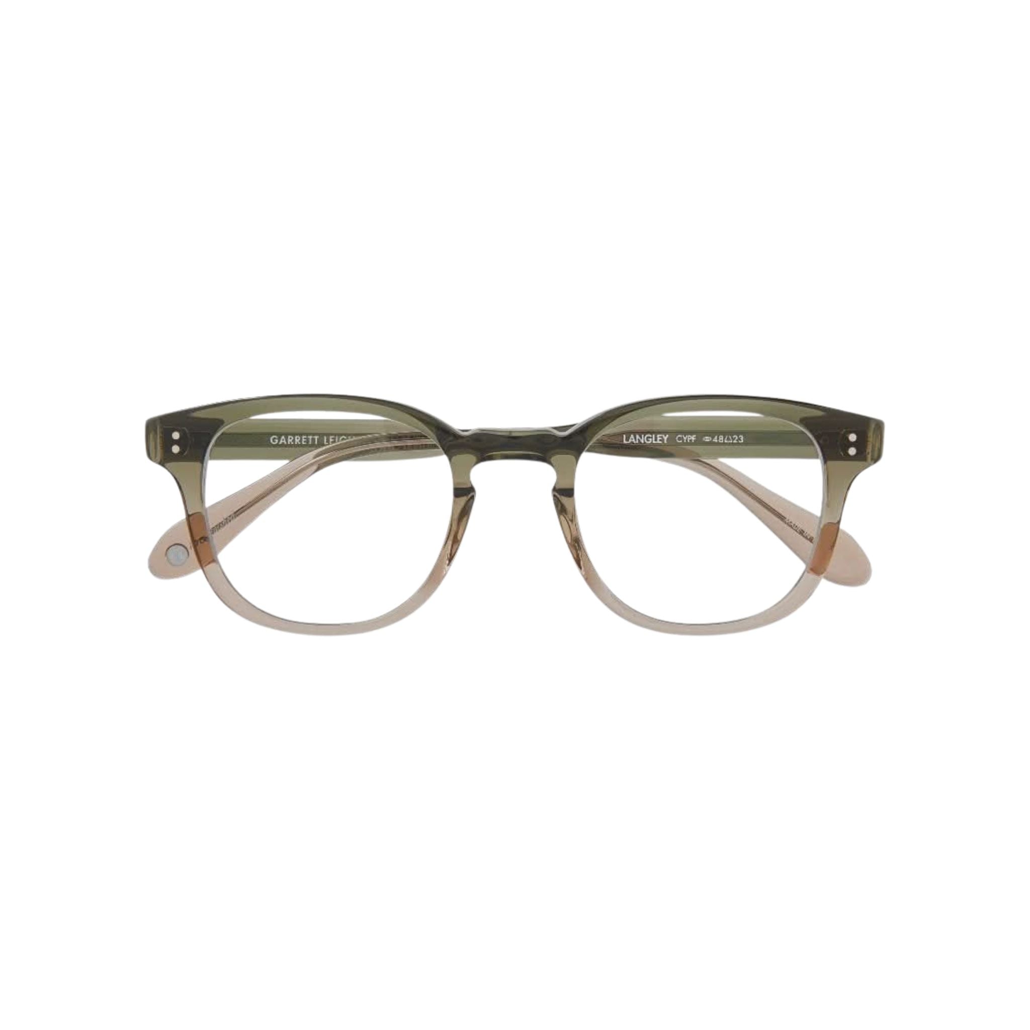 Garrett Leight Brille Langley Cyprus Fade, erhältlich bei Optik Bartholomä in München, modernes Design.