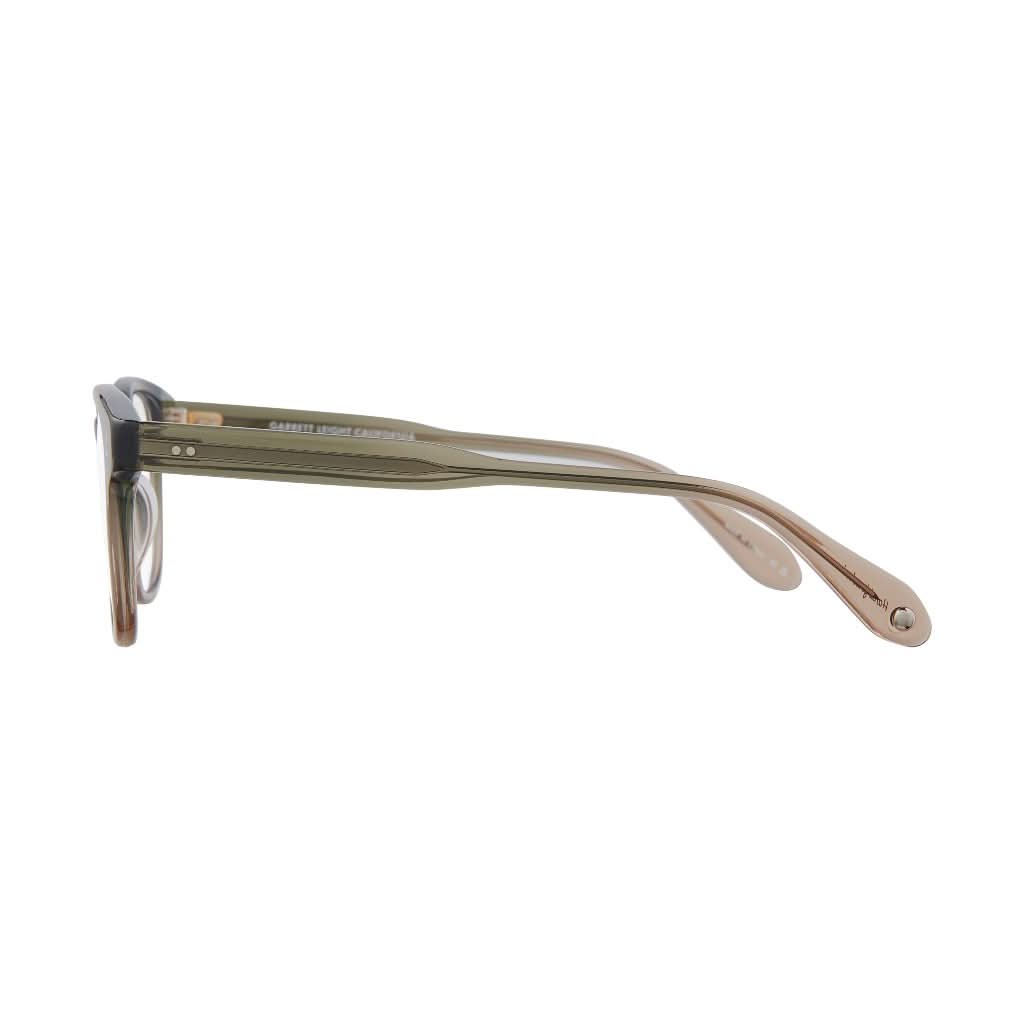 Seitenansicht der Garrett Leight Brille Langley Cyprus Fade, erhältlich bei Optik Bartholomä München.