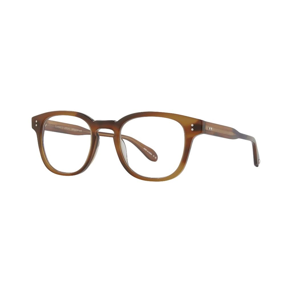 Detailansicht der Garrett Leight Langley Brille in Cedar Tortoise, zu finden bei Optik Bartholomä München.