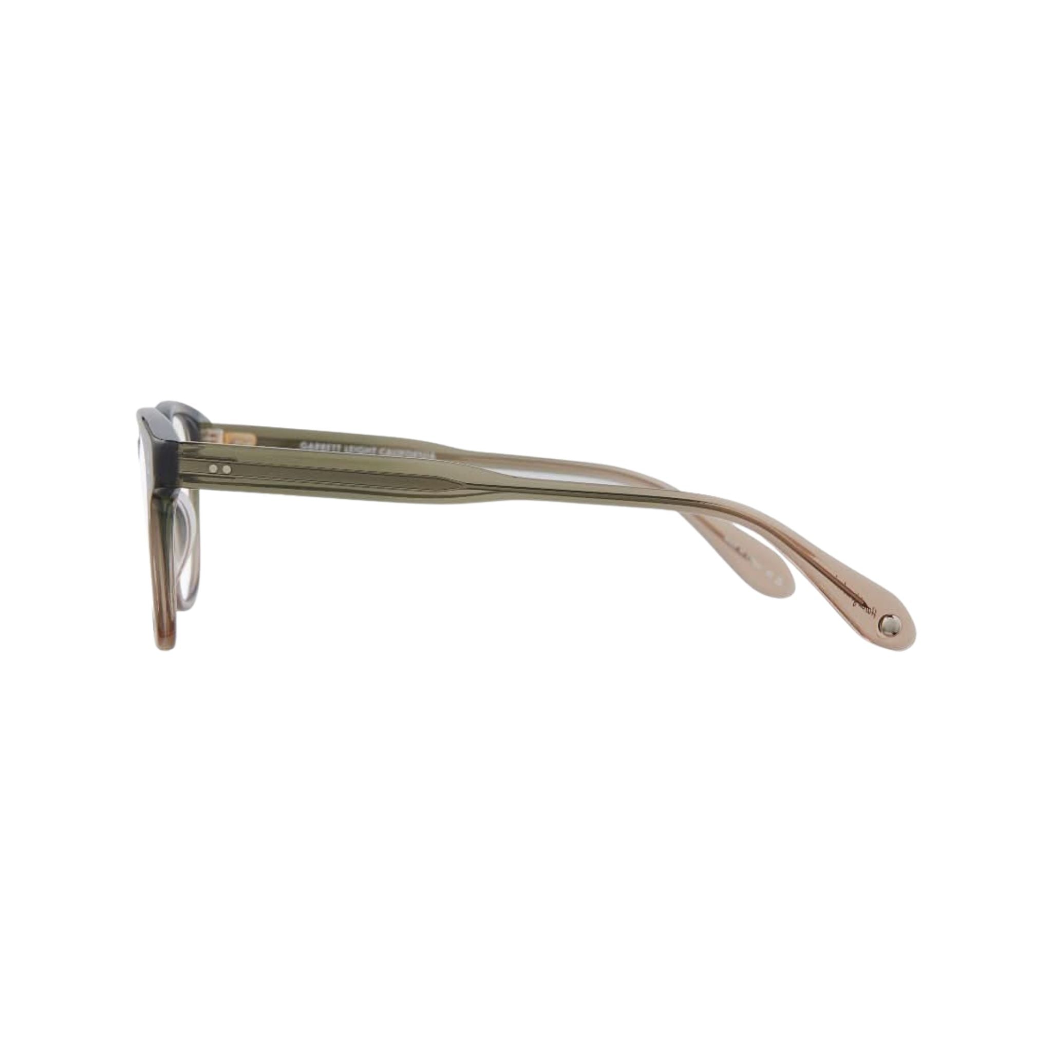 Seitenansicht der Garrett Leight Langley Brille in Cedar Tortoise, zu finden bei Optik Bartholomä München.