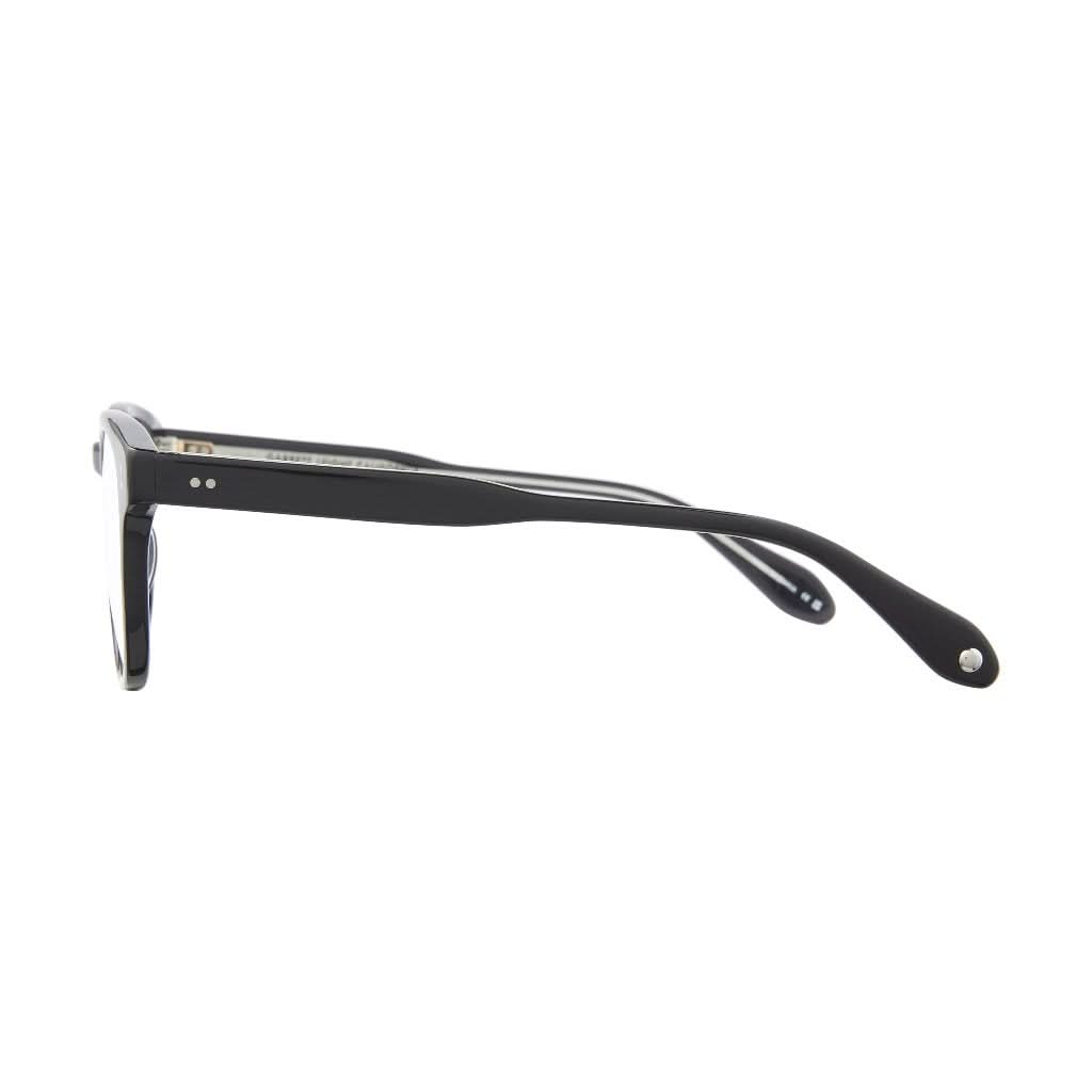 Detailansicht der Garrett Leight Brille Langley in Schwarz, erhältlich bei Optik Bartholomä München.