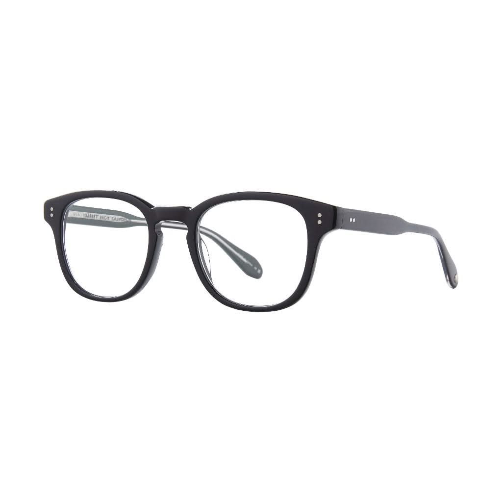 Seitenansicht der Garrett Leight Brille Langley in Schwarz, erhältlich bei Optik Bartholomä München.
