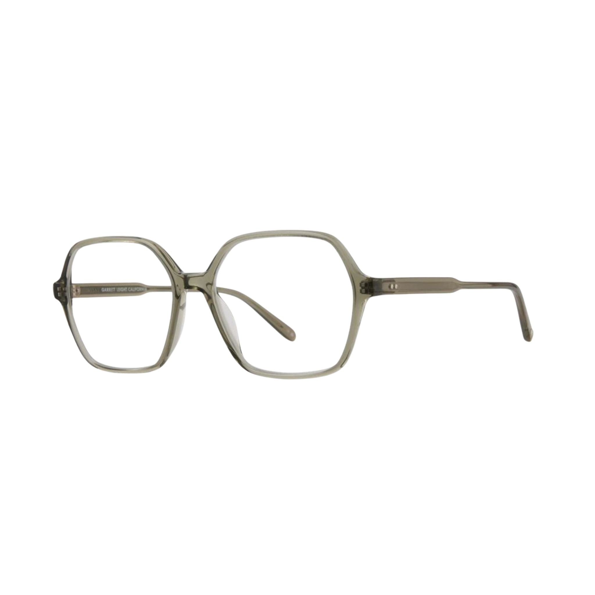 Garrett Leight MARIPOSA Oakmoss Brille Seitenansicht eckige Oversize Fassung grün transparent Unisex Designerbrille München Optiker Optik Bartholomä