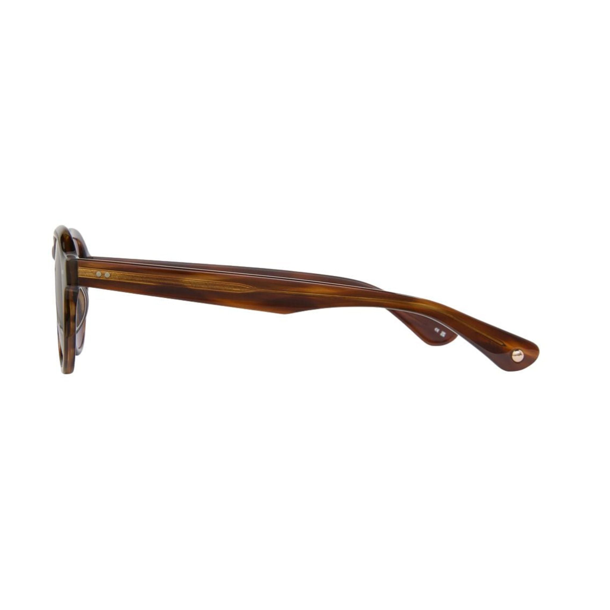 Garrett Leight McNally Sun Brandy Tortoise Detail Acetatstruktur Havanna Muster Bügel Scharnier Designer Sonnenbrille München Optiker Optik Bartholomä