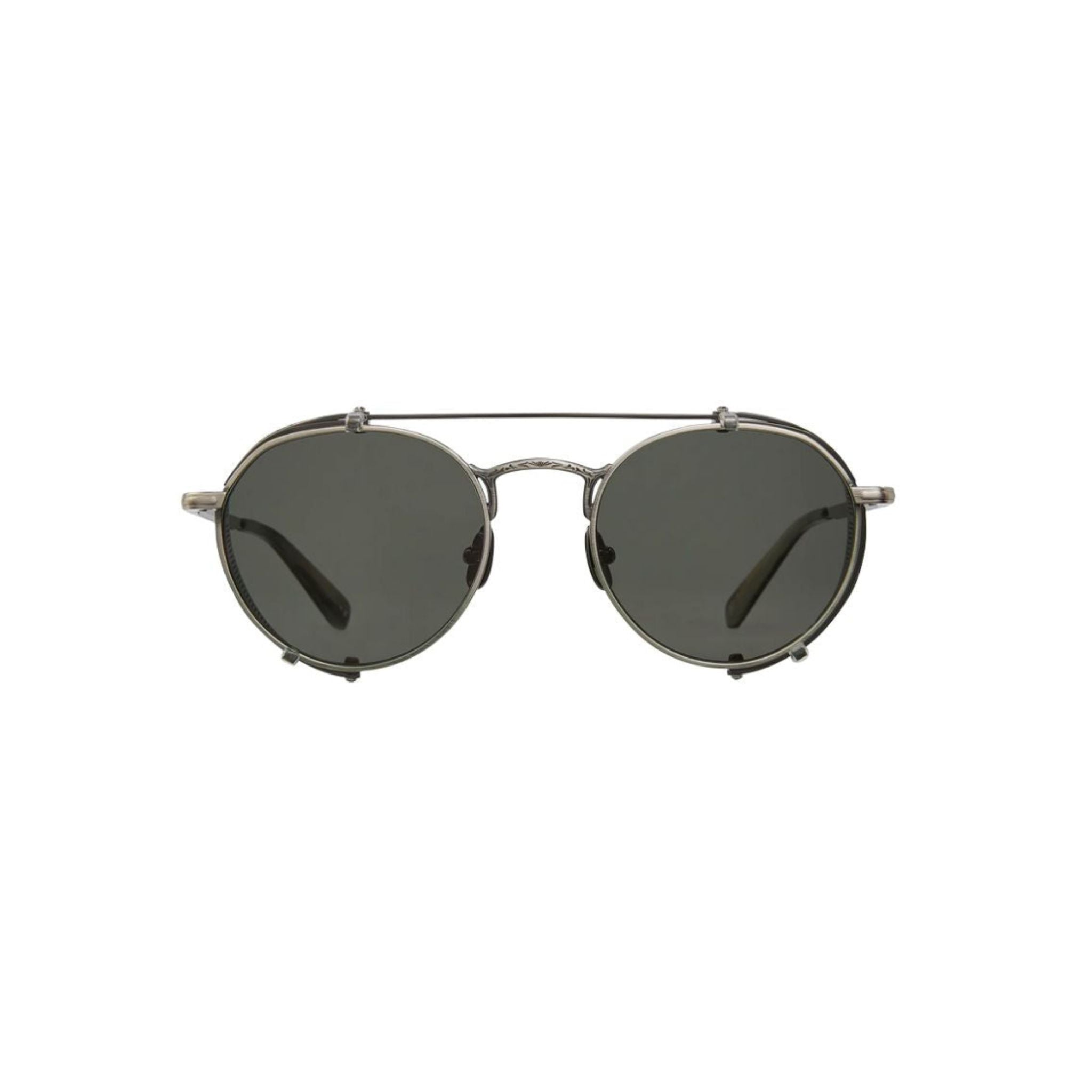 Garrett Leight OCAMPO Sun Gunmetal Sonnenbrille Frontansicht rund Unisex G15 Gläser Seitenschutz Designer München Optiker Optik Bartholomä