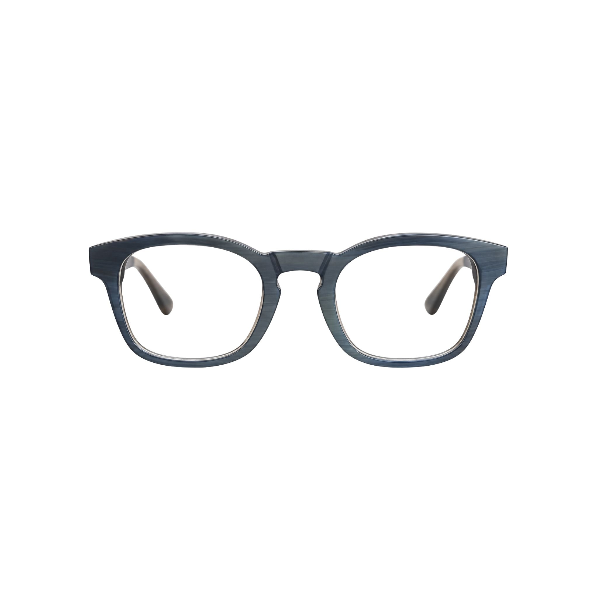 Hoffmann Natural Eyewear 327 1514 Brille Frontansicht weich rechteckig Naturhorn Blau Grau BRILLEN SCHNEIDER München