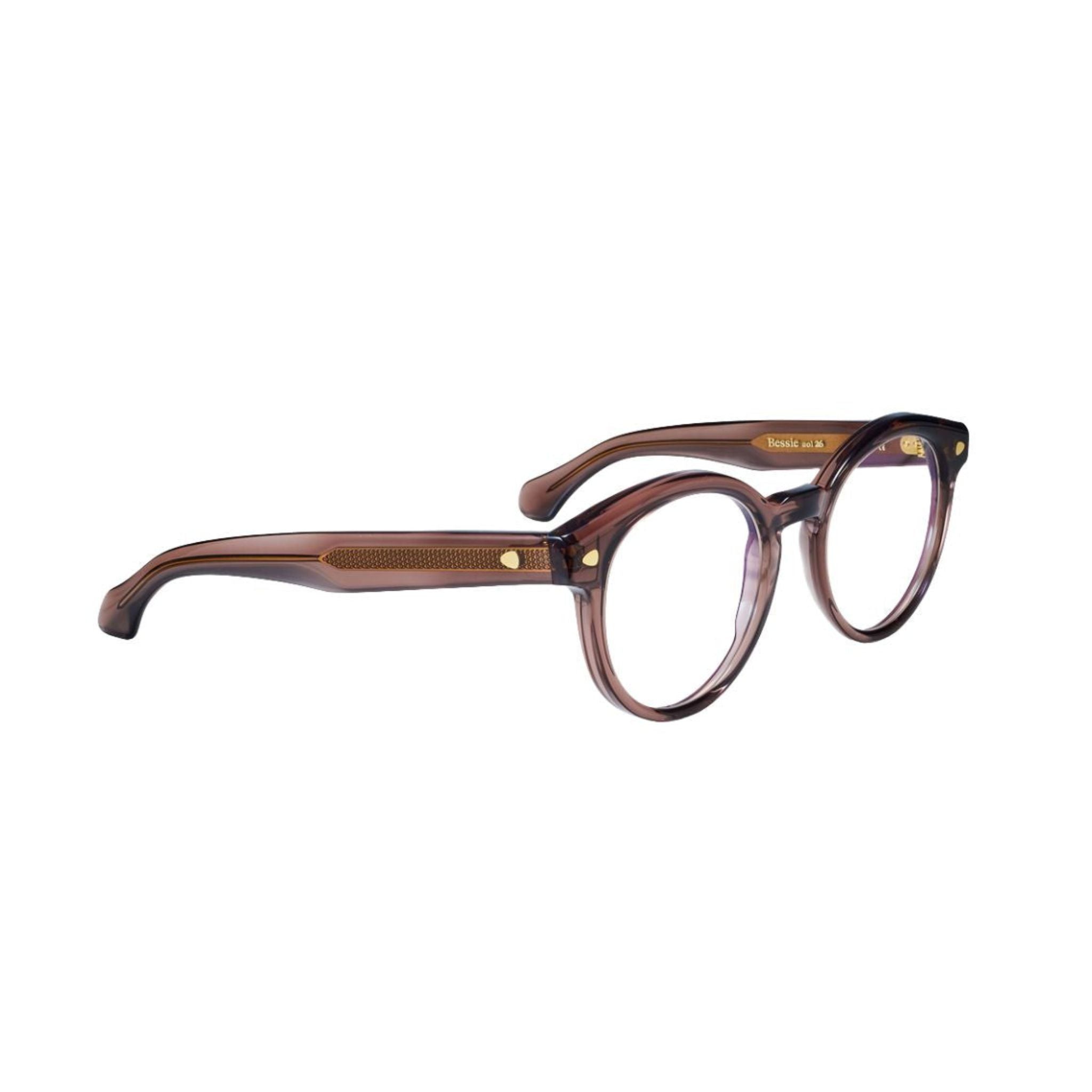 HUG Spectacles BESSIE 26G Brille Seitenansicht Acetat plum rot transparent handgefertigt Deutschland München Optiker Optik Bartholomä