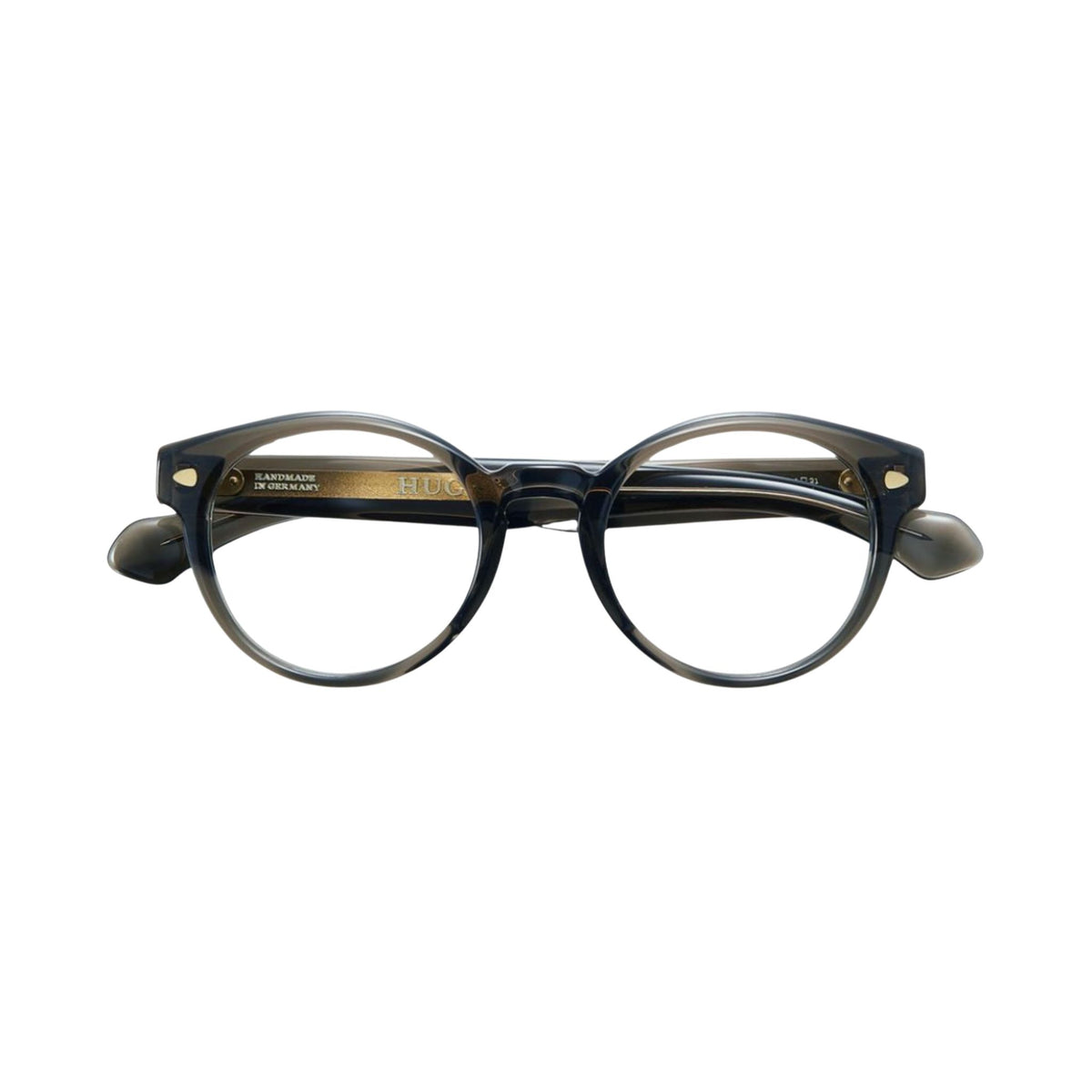 HUG Spectacles BESSIE 03G Brille Frontansicht Panto grau transparent Shadow Acetat rund weich München Optiker Optik Bartholomä