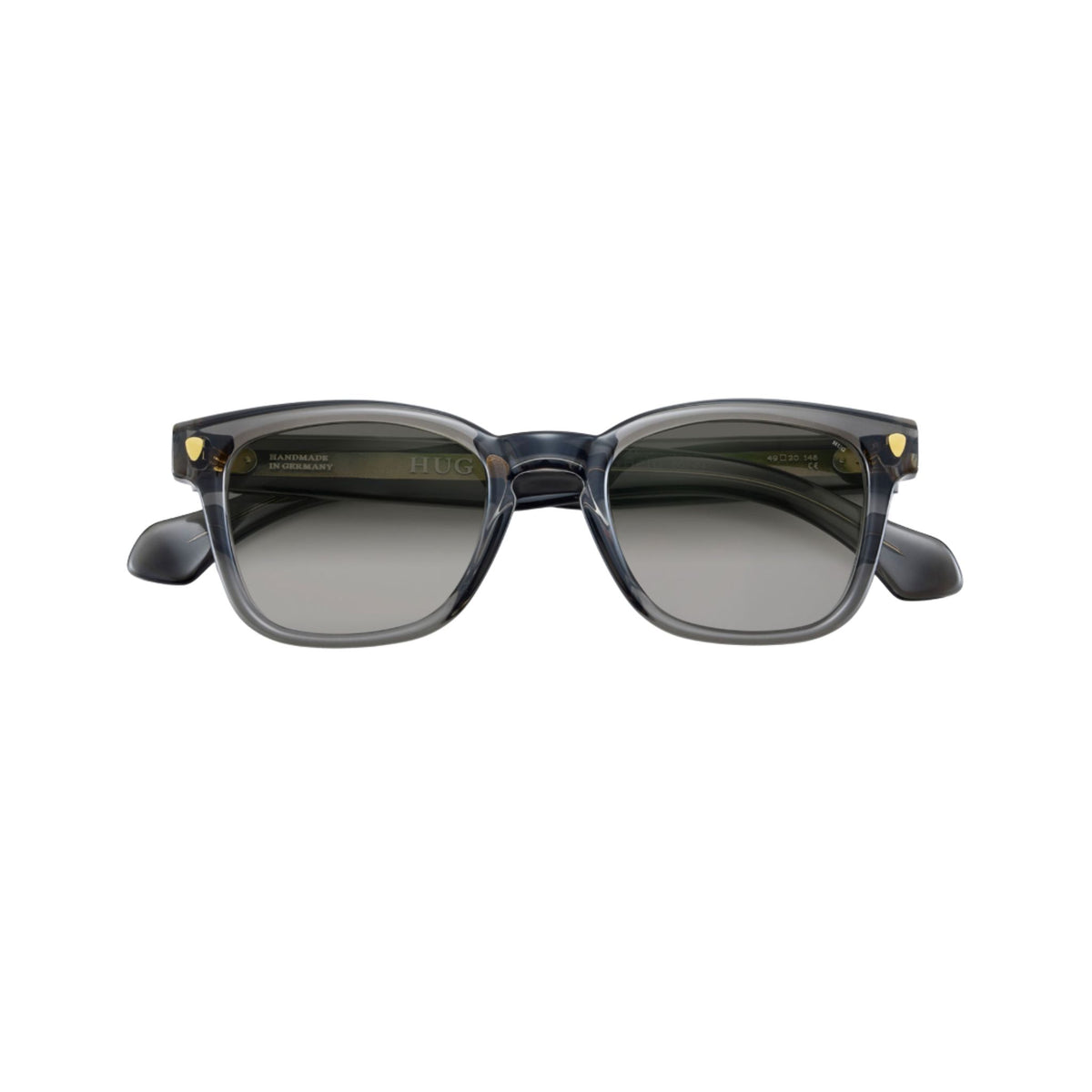 HUG Spectacles MORGANFIELD SUN rechteckige Sonnenbrille transparent Grau Acetat Made in Germany Optik Bartholomä München