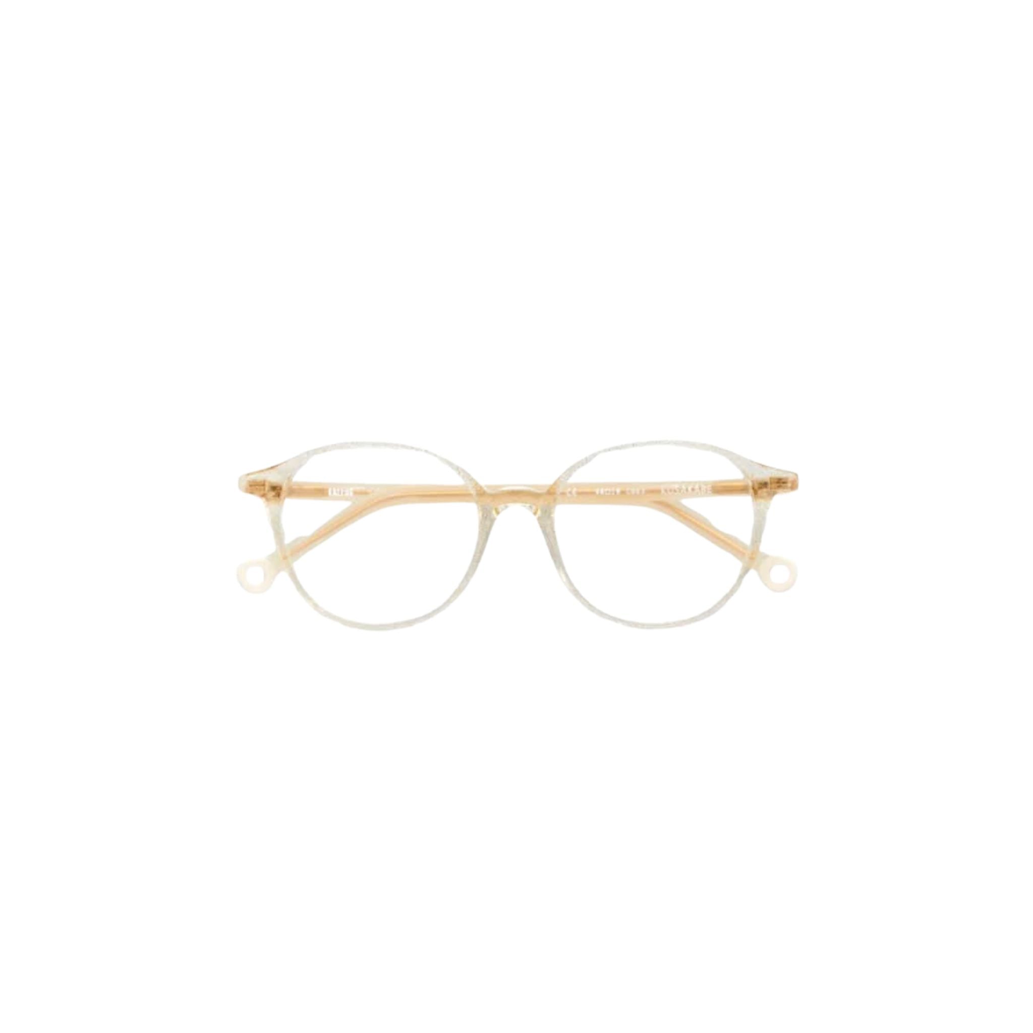 Vorderansicht der Kaleos Kids Kusakabe col. 3 Kinder-Sehbrille in Kristall mit Glitter – erhältlich bei Brillen Schneider in München.